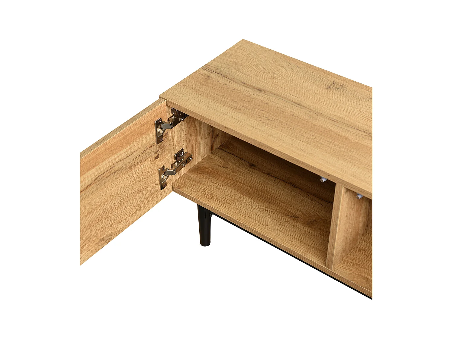 TV kast 175x31x41cm met 7 kleuren veranderlijke LED verlichting deuren en 3 kasten brengen Materiaal MDF in Natuurlijke kleur