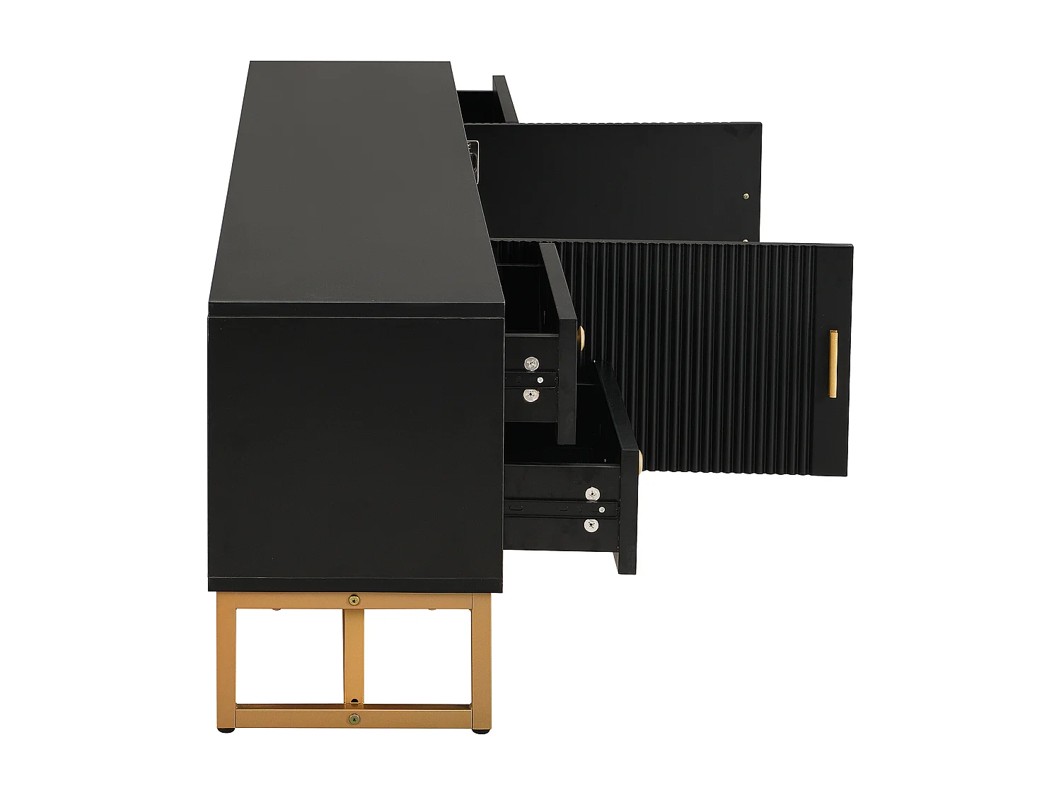 TV-meubel 175x30x46 cm met vier lades en twee opbergkasten MDF-materiaal in zwart voor woonkamer