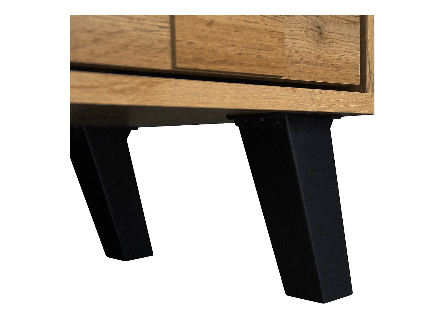 Meuble TV 160.5x35.5x45 cm avec deux portes et deux compartiments ouverts panneaux de particules en Couleur naturelle