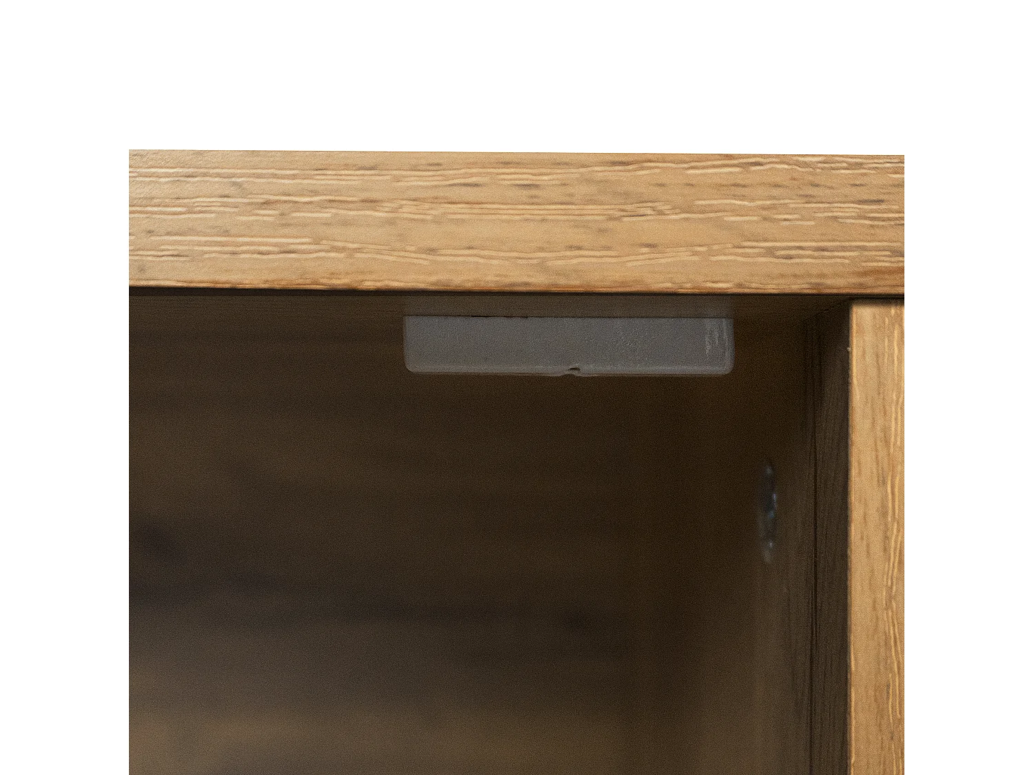 Meuble TV 160.5x35.5x45 cm avec deux portes et deux compartiments ouverts panneaux de particules en Couleur naturelle