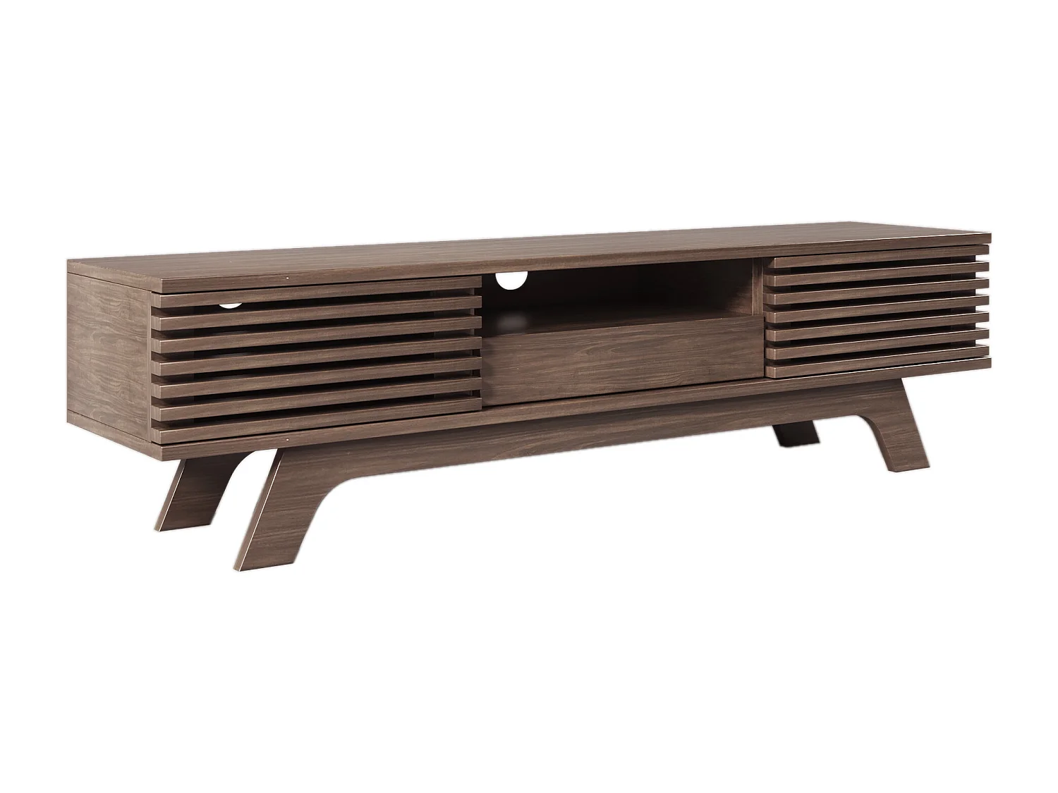 Meuble TV 150x35x44 cm avec tiroirs et armoires de rangement panneaux de particules en Couleur naturelle pour salon