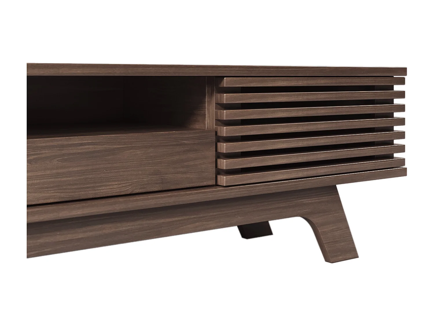 Meuble TV 150x35x44 cm avec tiroirs et armoires de rangement panneaux de particules en Couleur naturelle pour salon