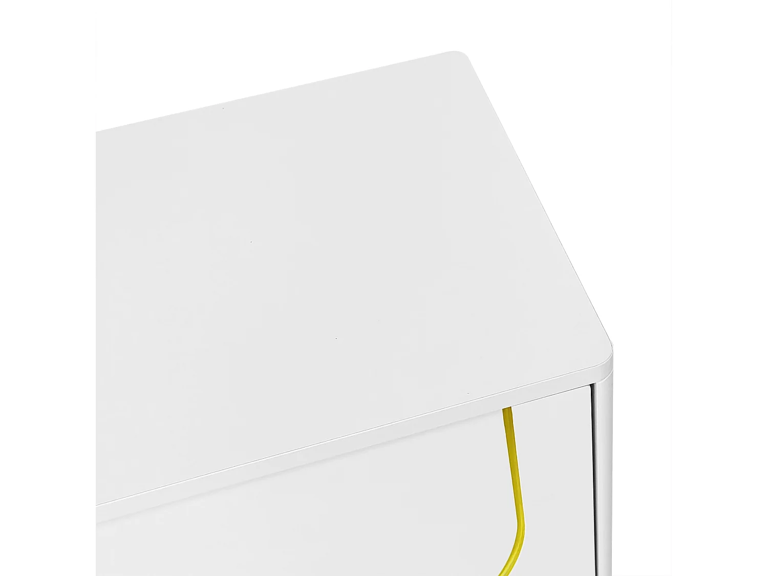 Meuble TV 170x38x44 cm avec porte à bouton-poussoir et étagère de rangement panneaux de particules blanc pour salon