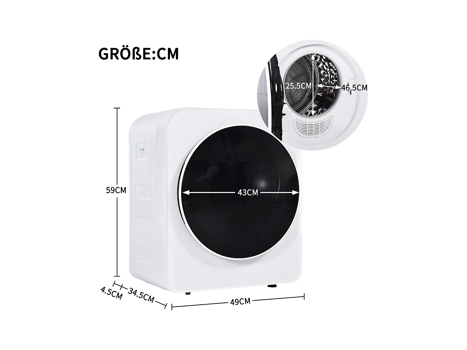 Armoire de séchage 49x39x59cm Trois filtres Cinq programmes Montage mural Matériel ABS Blanc
