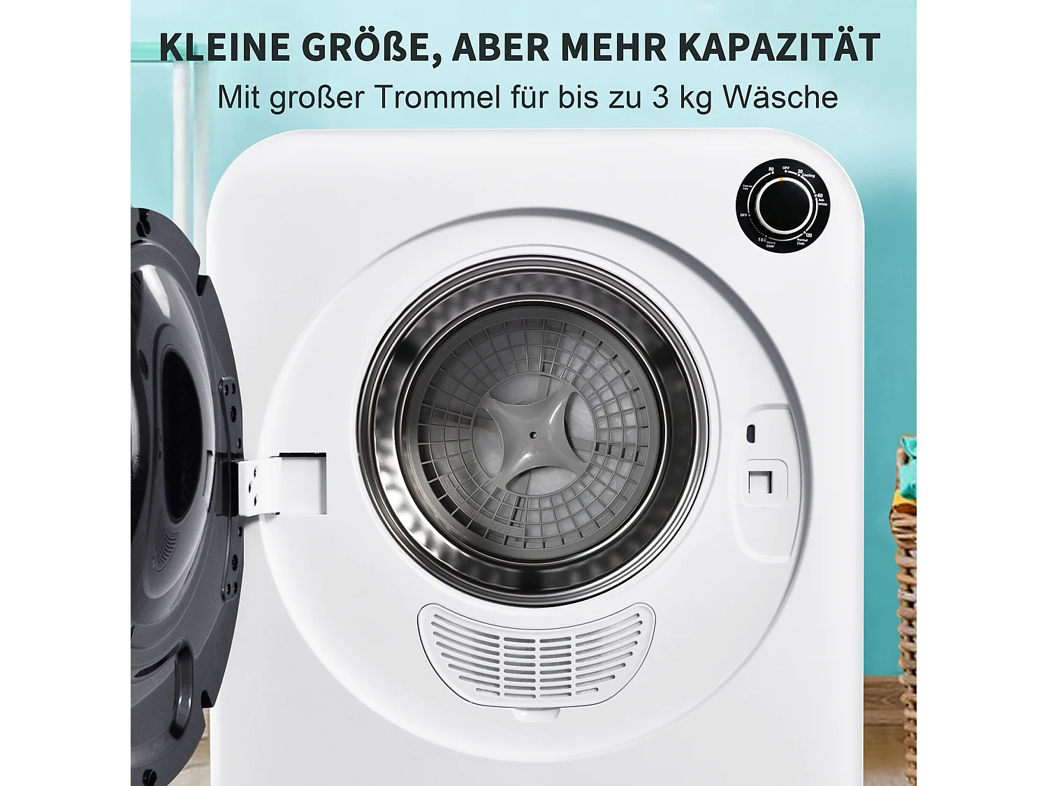 Sèche linge 49x(34.5+4.5)x59 cm, 5 programmes, montage mural possible, ABS, blanc