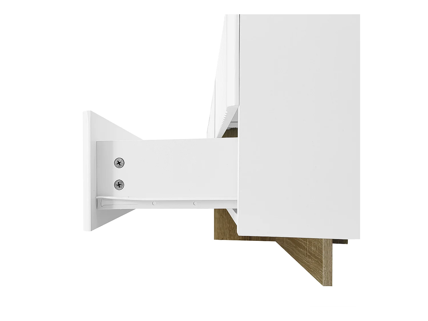 TV kast 190x35x45cm met 3 deuren 2 laden en gouden decoraties brengen Materiaal MDF en Wit