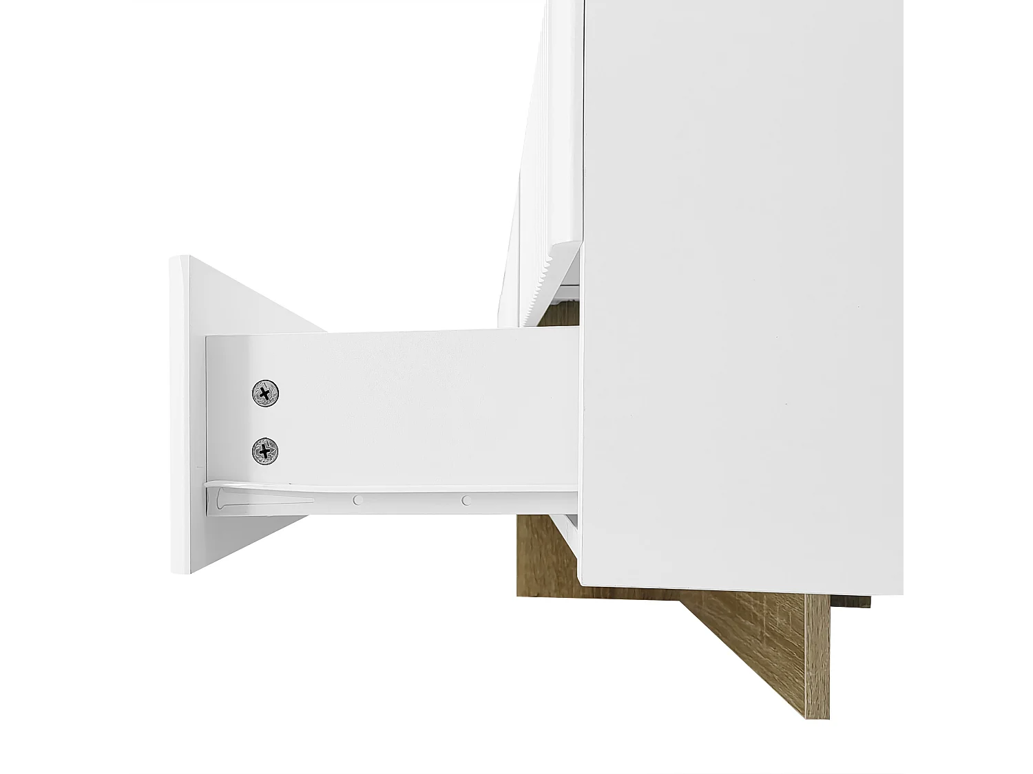 TV kast 190x35x45cm met 3 deuren 2 laden en gouden decoraties brengen Materiaal MDF en Wit