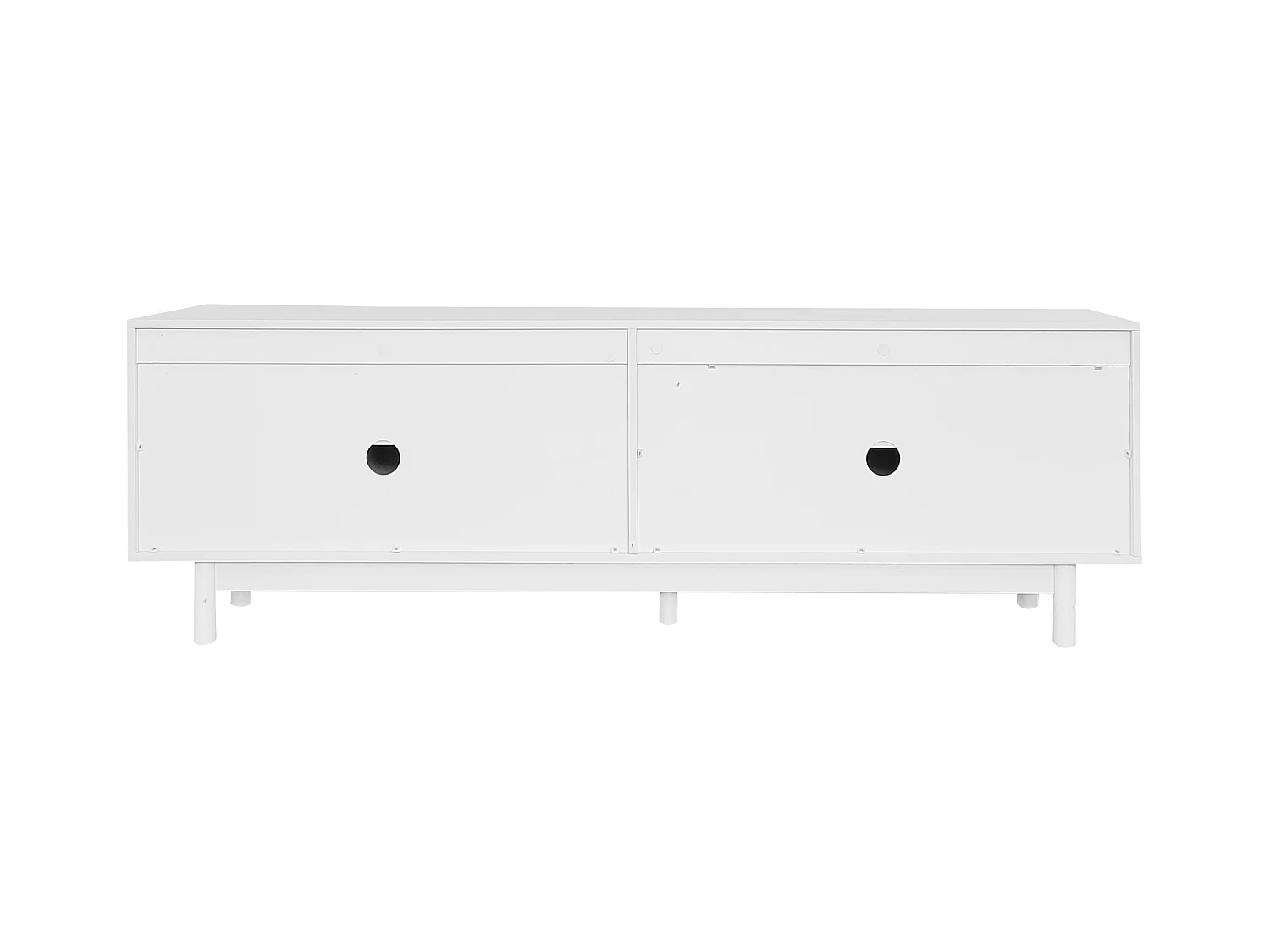 Meuble TV 175x38x56 cm avec étagères réglables et portes à pousser matériau en panneaux de particules blanc pour salon