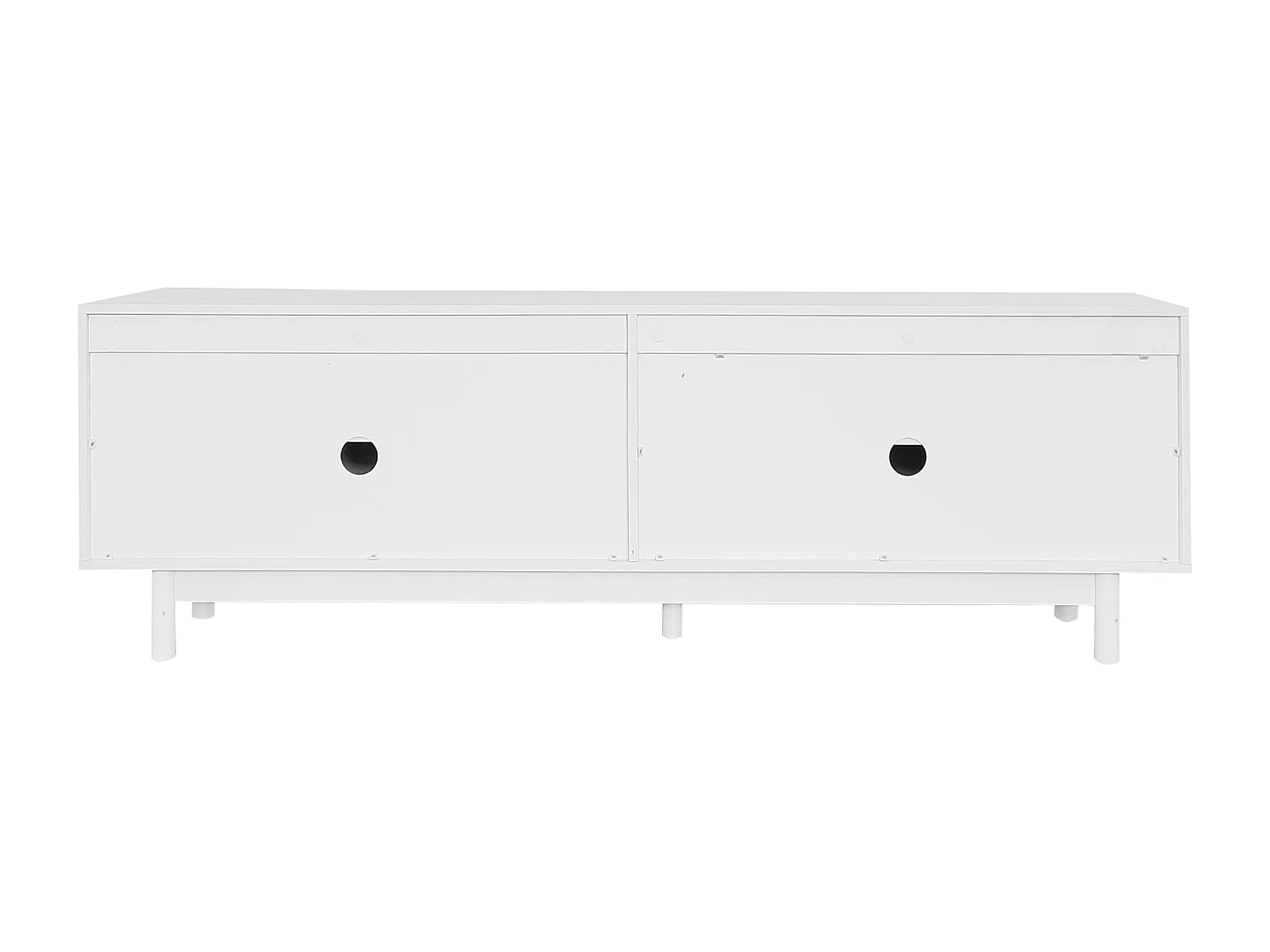 Meuble TV 175x38x56 cm avec étagères réglables et portes à pousser matériau en panneaux de particules blanc pour salon