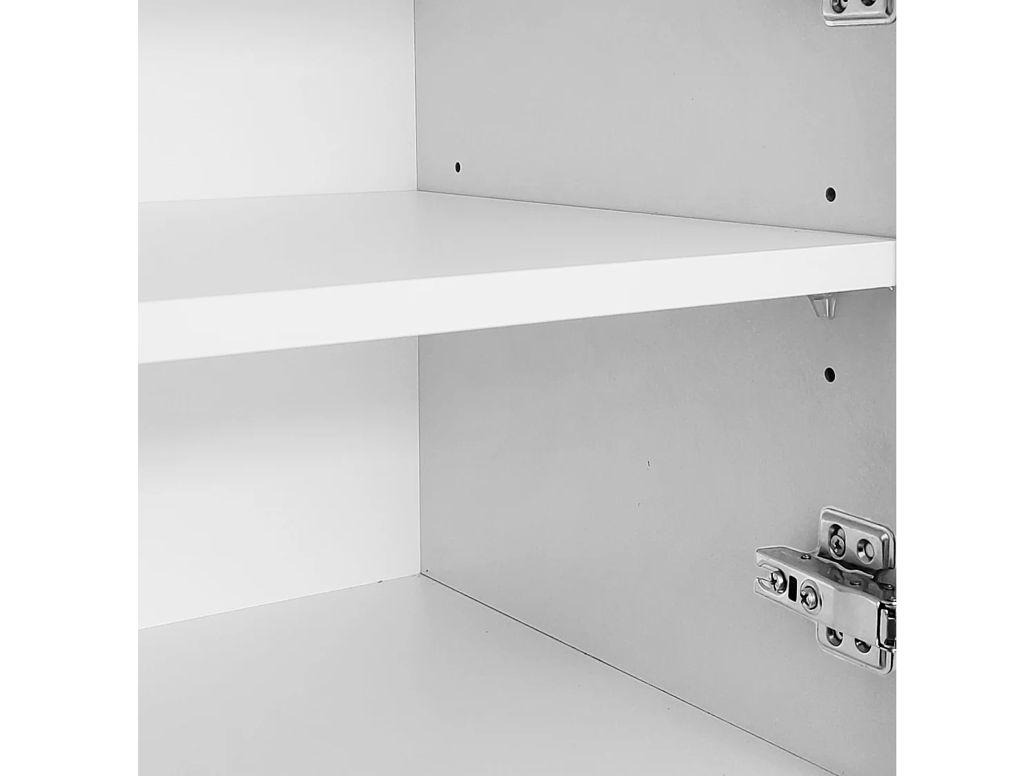 Meuble TV 175x38x56 cm avec étagères réglables et portes à pousser matériau en panneaux de particules blanc pour salon