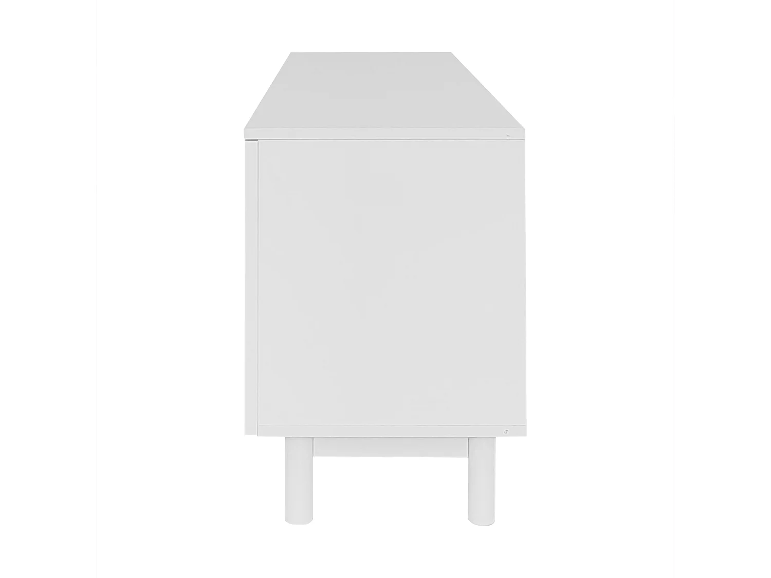 Meuble TV 175x38x56 cm avec étagères réglables et portes à pousser matériau en panneaux de particules blanc pour salon