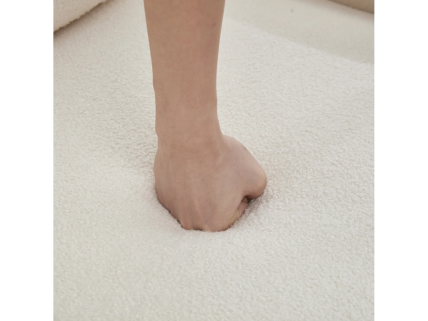 Canapé 2 places ivoire avec 2 tiroirs, bois et tissu.