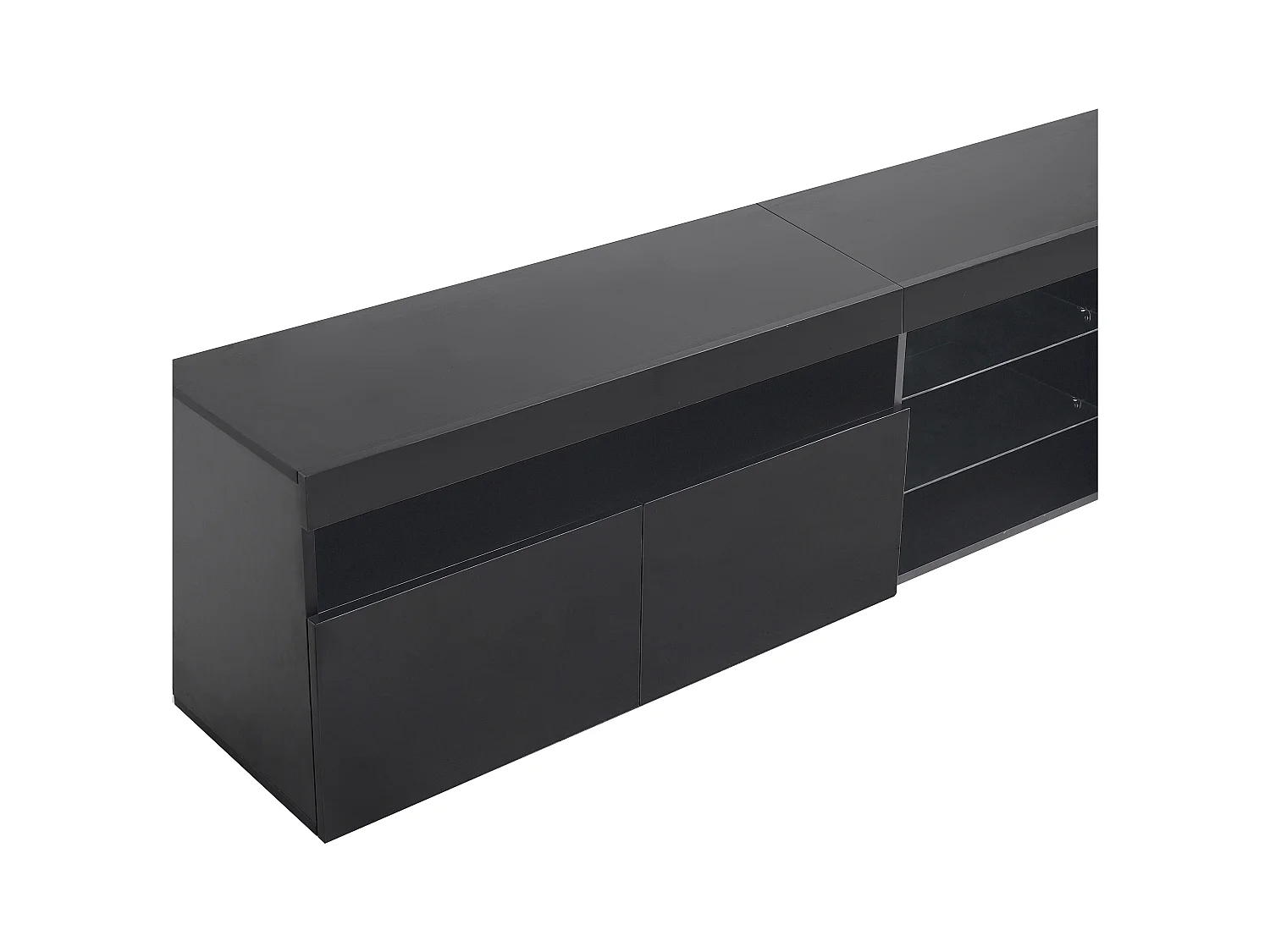 TV kast 180x35x48cm met 3 deuren 4 kleuren veranderlijke LED en hoogglanspanelen brengen Materiaal MDF en zwart