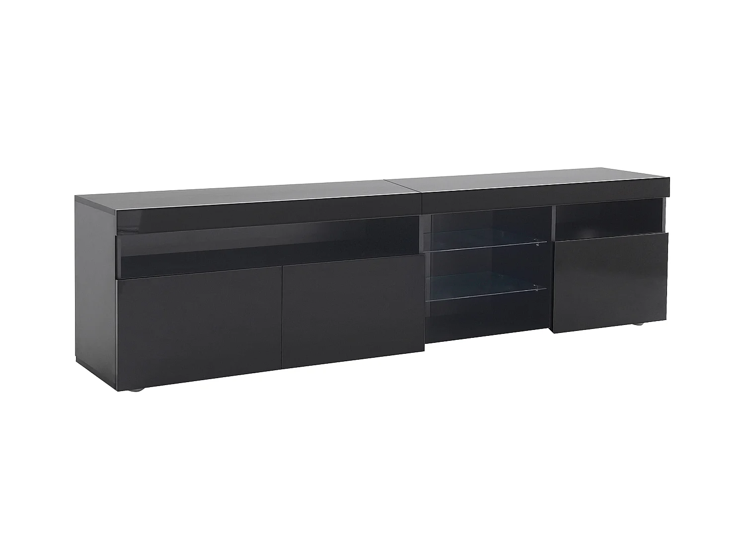 TV kast 180x35x48cm met 3 deuren 4 kleuren veranderlijke LED en hoogglanspanelen brengen Materiaal MDF en zwart