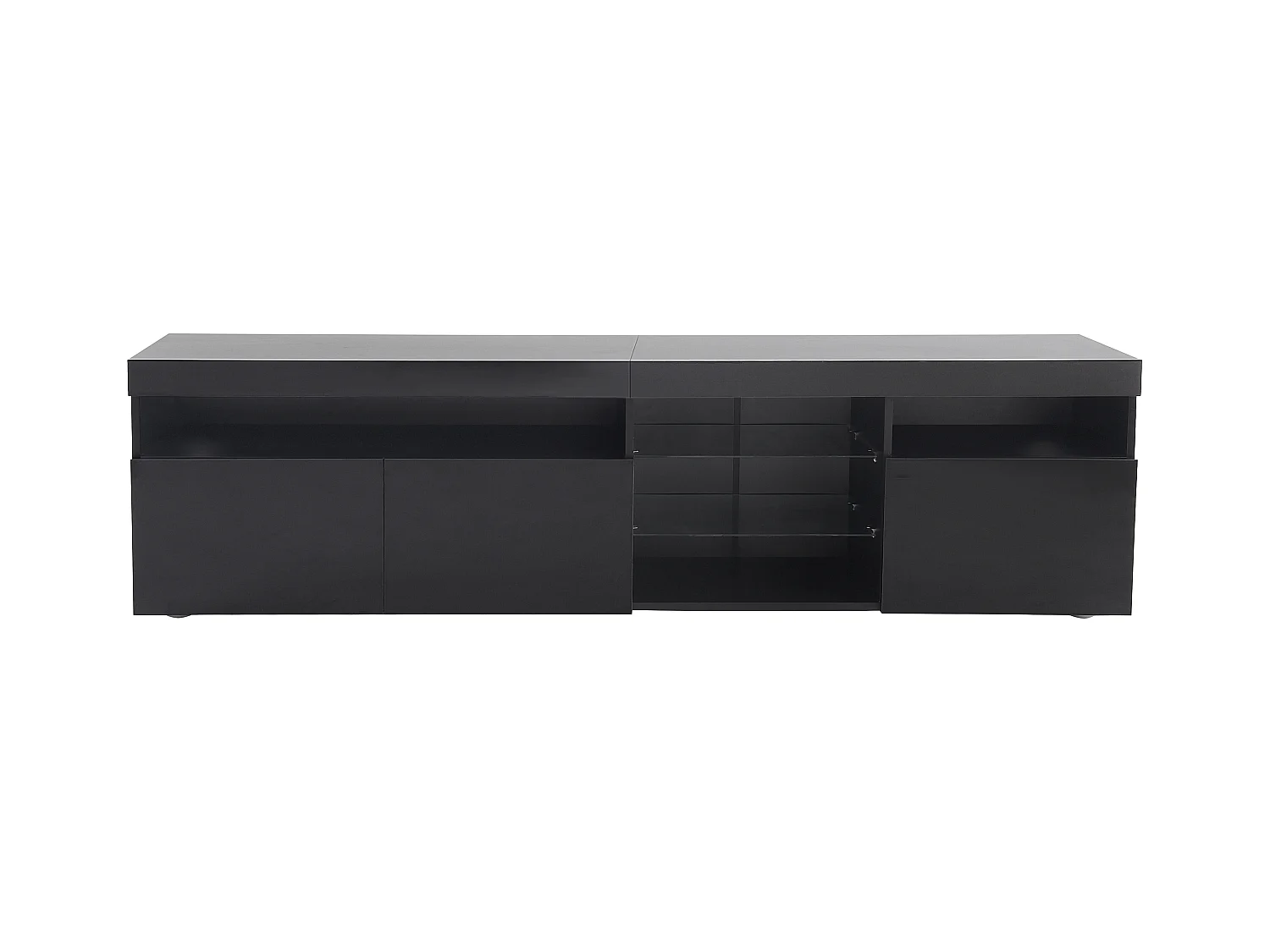 TV kast 180x35x48cm met 3 deuren 4 kleuren veranderlijke LED en hoogglanspanelen brengen Materiaal MDF en zwart