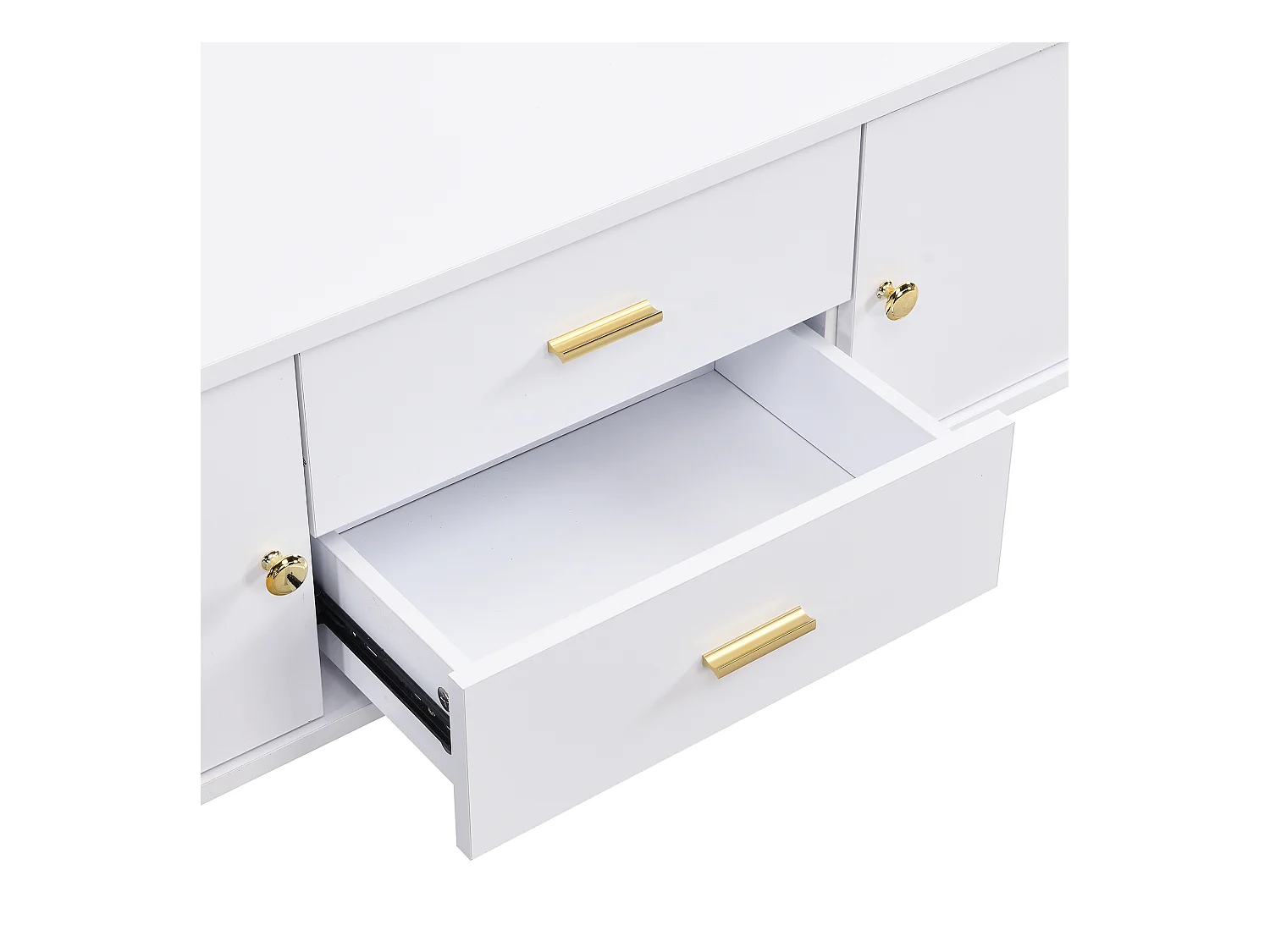 TV-meubel 170x34x45 cm met lades en opbergkasten MDF-materiaal in wit voor woonkamer