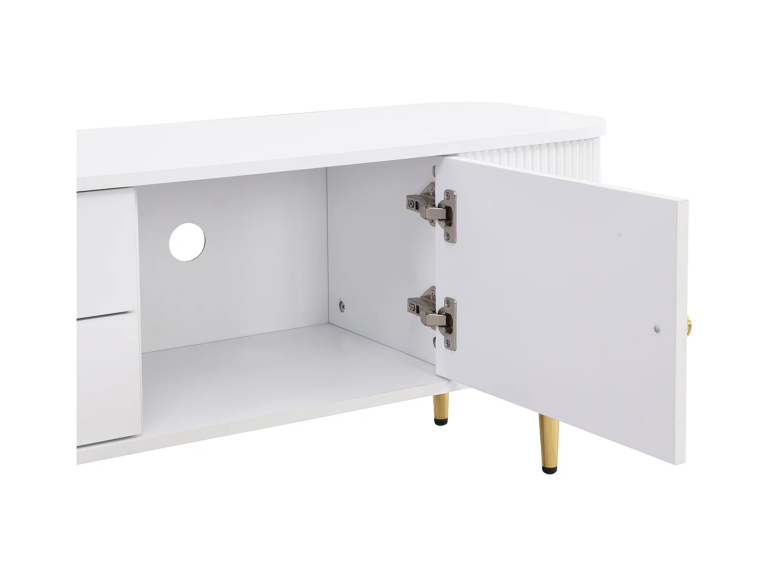 TV-meubel 170x34x45 cm met lades en opbergkasten MDF-materiaal in wit voor woonkamer