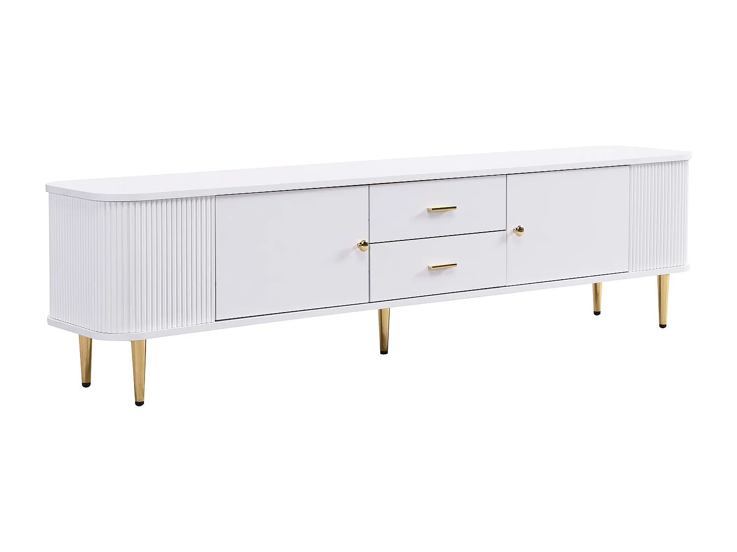 TV-meubel 170x34x45 cm met lades en opbergkasten MDF-materiaal in wit voor woonkamer