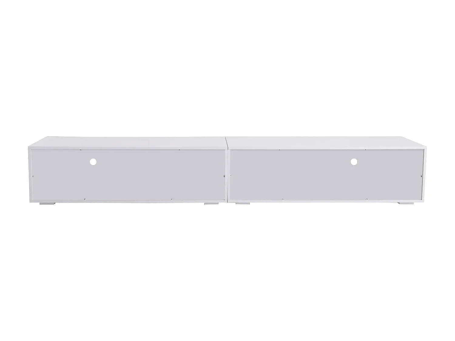 Meuble TV 240x38.5x35.5 cm, éclairage LED variable, design symétrique, MDF, blanc