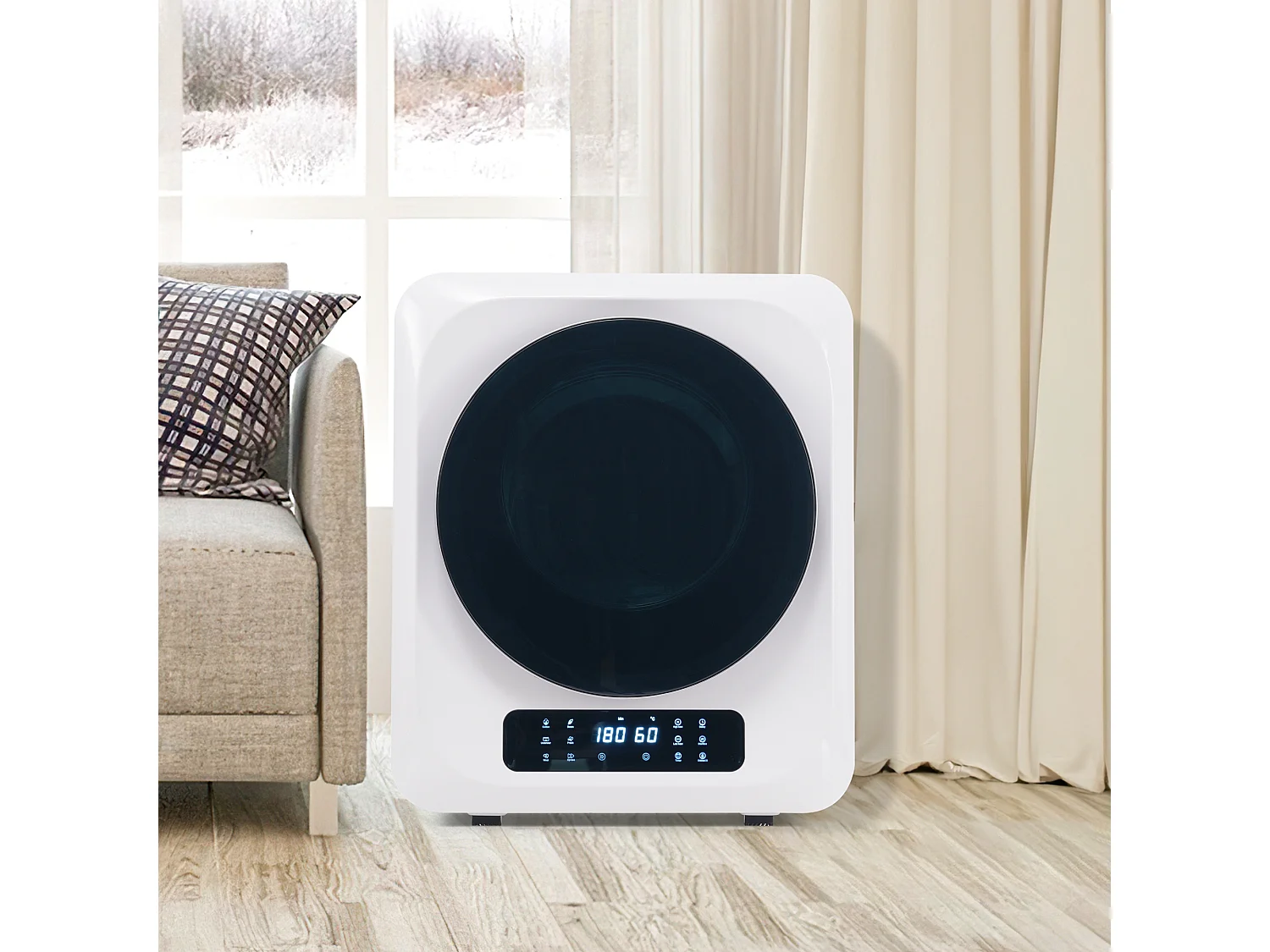 Sèche linge mural, 6 programmes, stérilisation UV, protection contre la surchauffe, plastique blanc