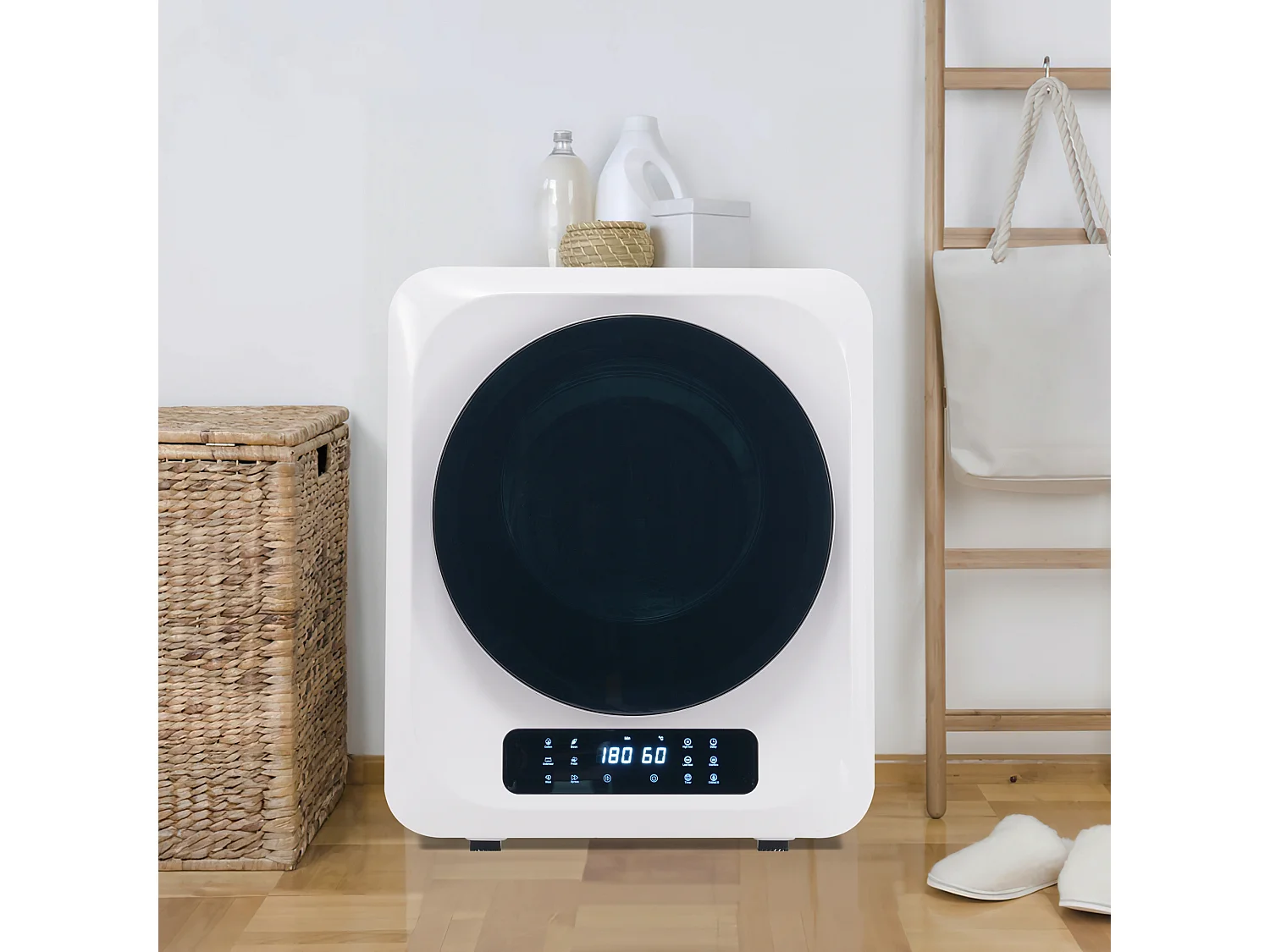 Sèche linge mural, 6 programmes, stérilisation UV, protection contre la surchauffe, plastique blanc