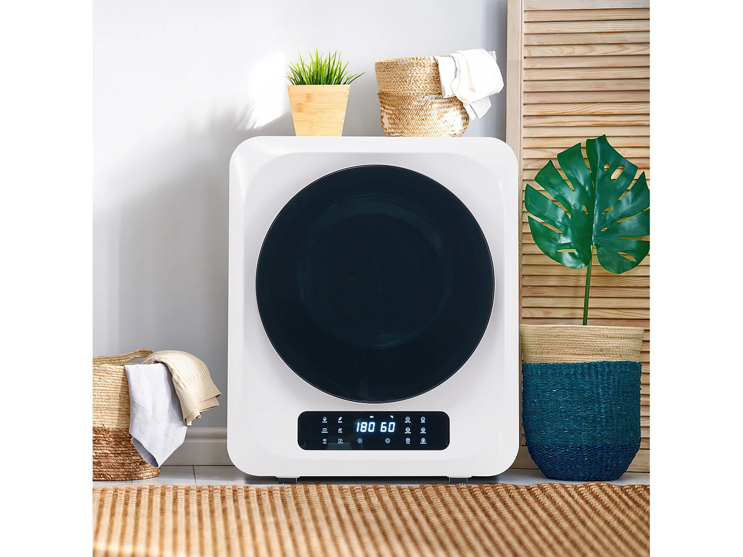 Sèche linge mural, 6 programmes, stérilisation UV, protection contre la surchauffe, plastique blanc