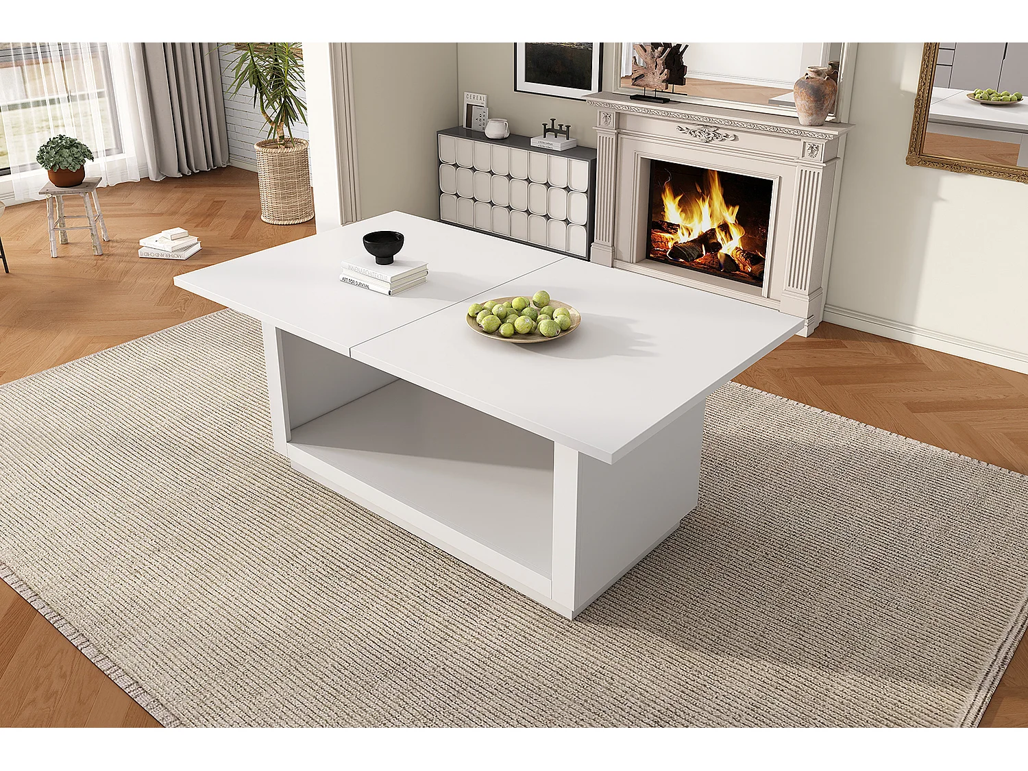 Table à manger extensible 140-180x70x76,5cm Moderne Design Épuré Blanc Pour Salon