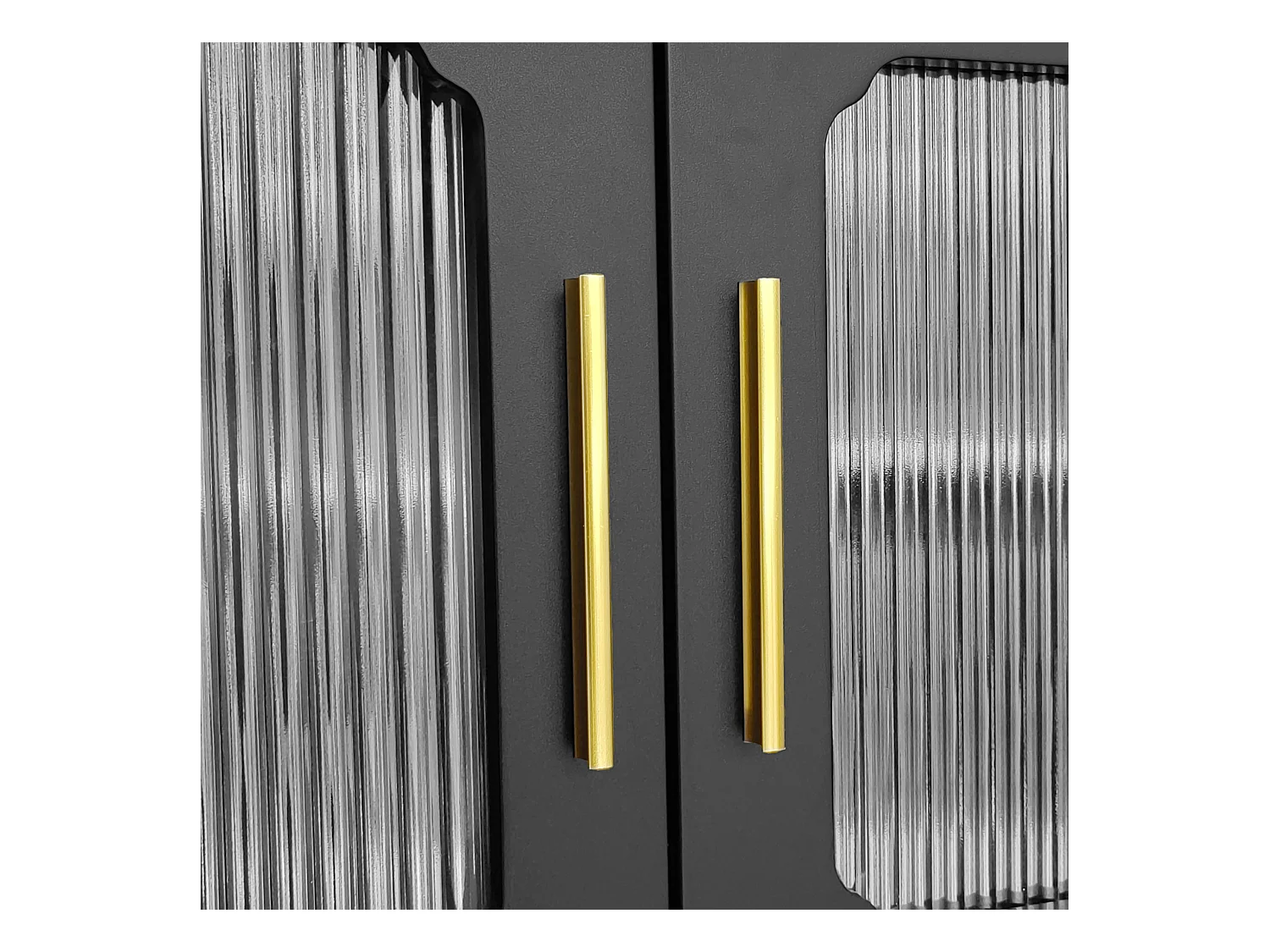 TV-meubel 175x38x55,5 cm met twee lades en een glazen deur in zwart spaanplaatmateriaal voor de woonkamer