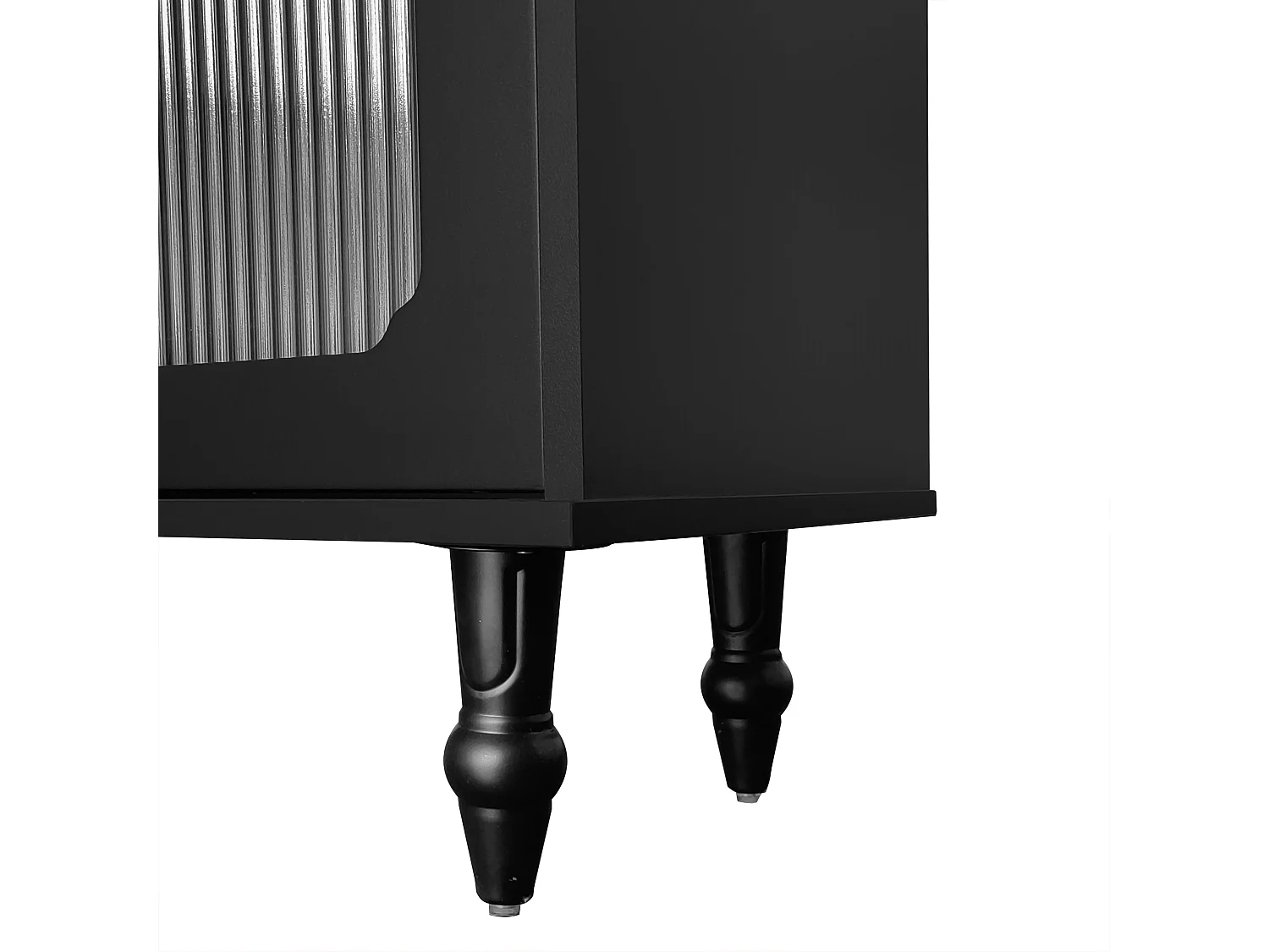 Meuble TV 175x38x55.5 cm avec deux tiroirs et une porte vitrée matériau en panneaux de particules noir pour salon