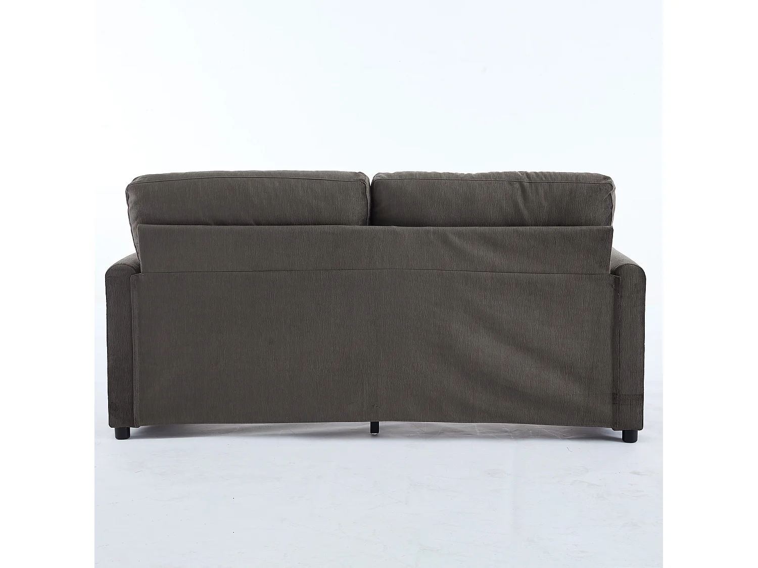 Canapé 2 places gris foncé avec 2 tiroirs,  bois et tissu.