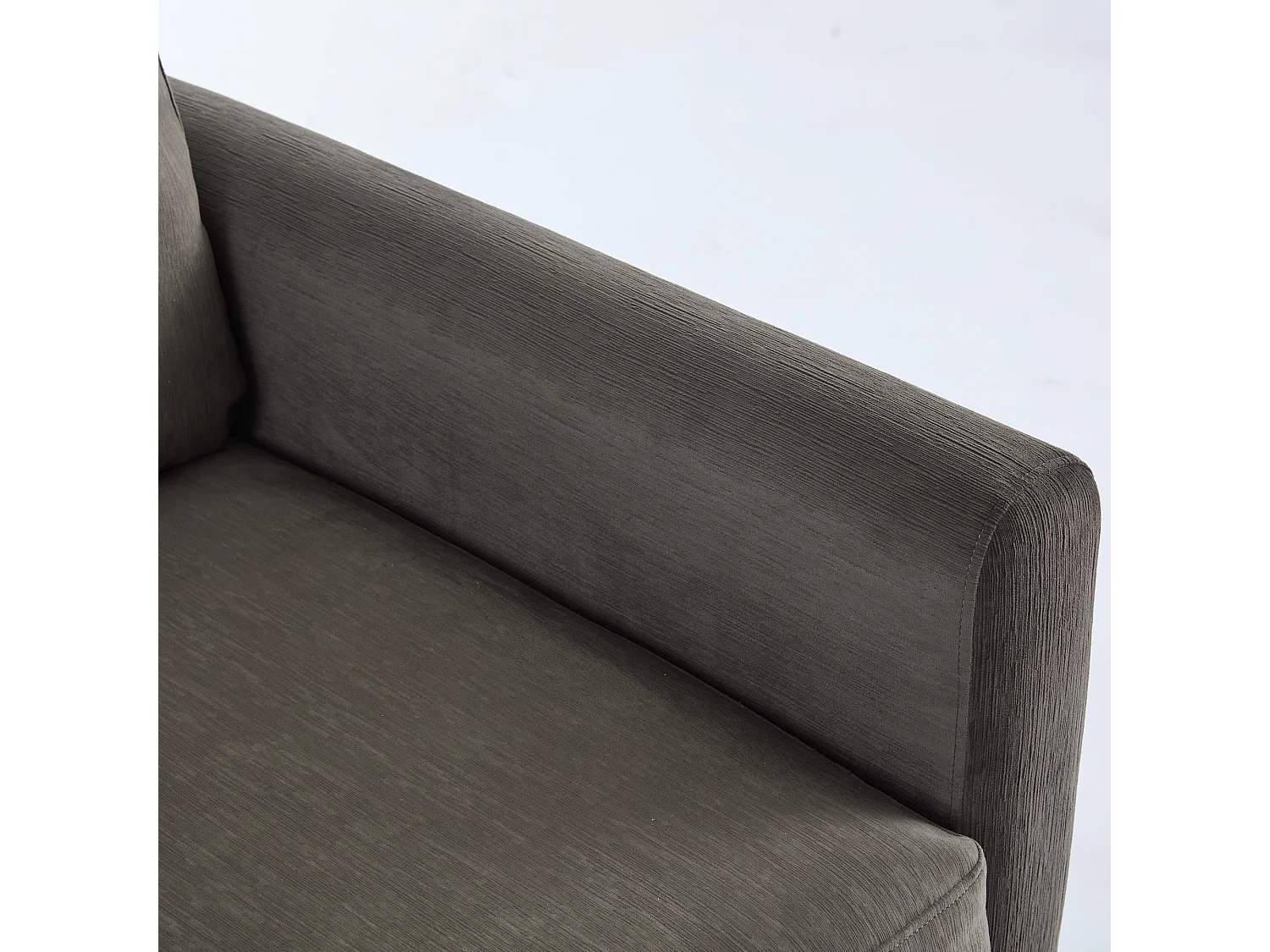 Canapé 2 places gris foncé avec 2 tiroirs,  bois et tissu.