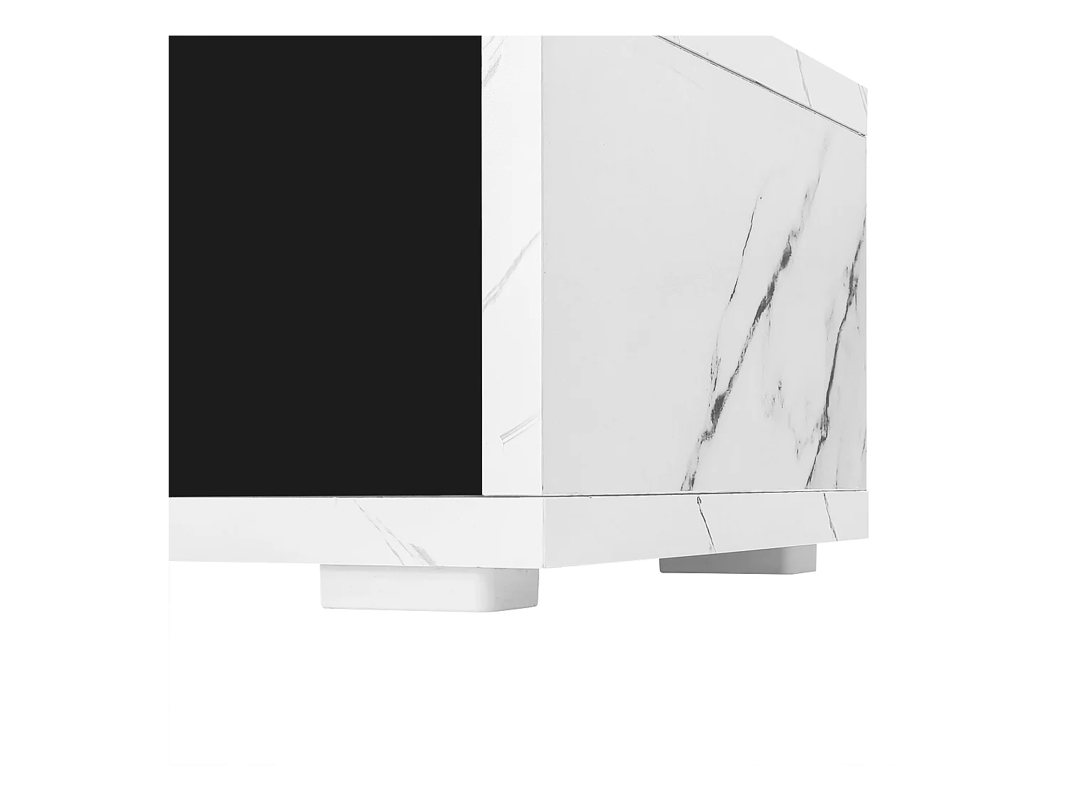 Meuble TV 260x40x30 cm avec casier à longueur réglable MDF et panneaux de particules en marbre blanc pour salon