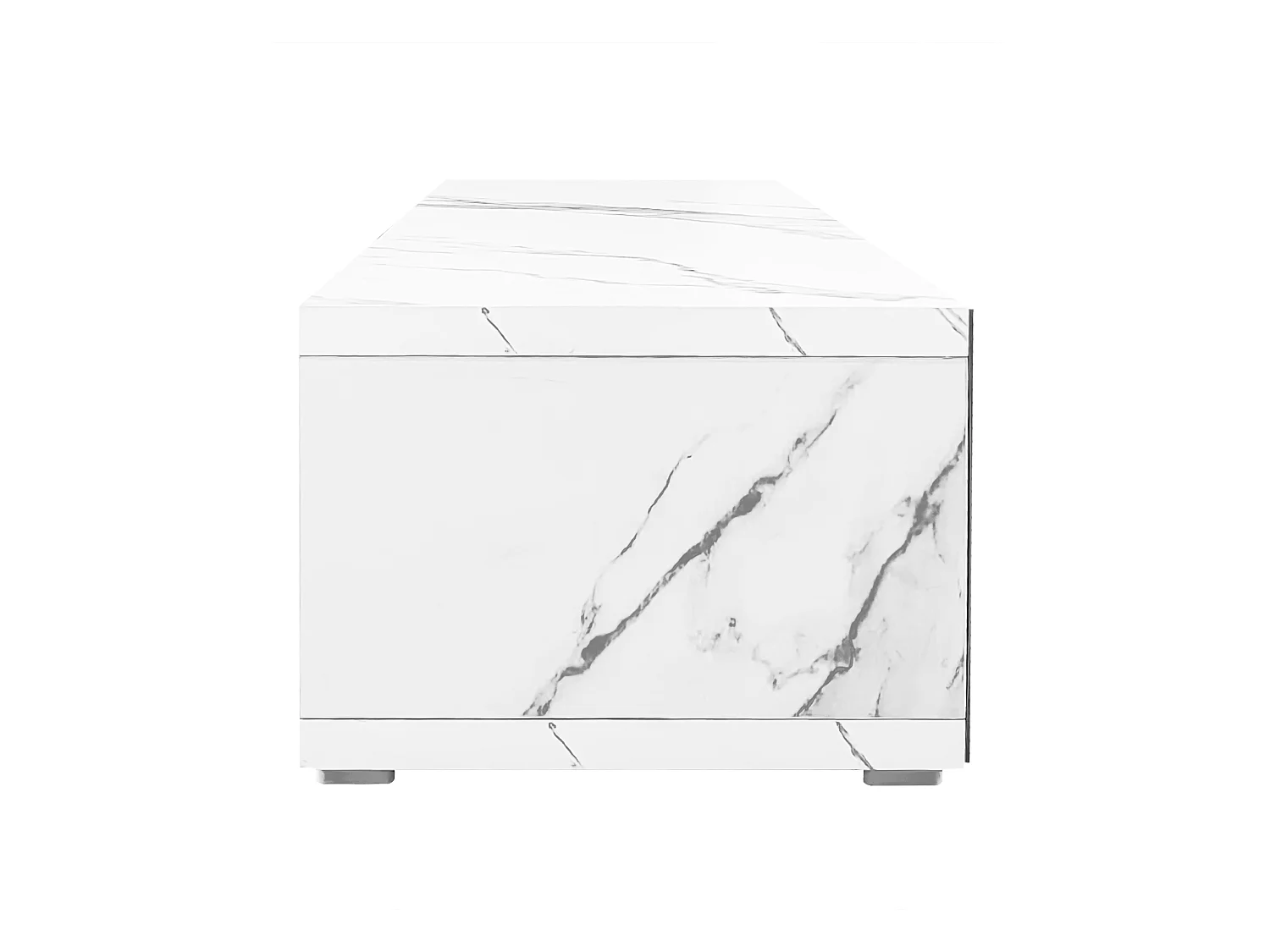 Meuble TV 260x40x30 cm avec casier à longueur réglable MDF et panneaux de particules en marbre blanc pour salon