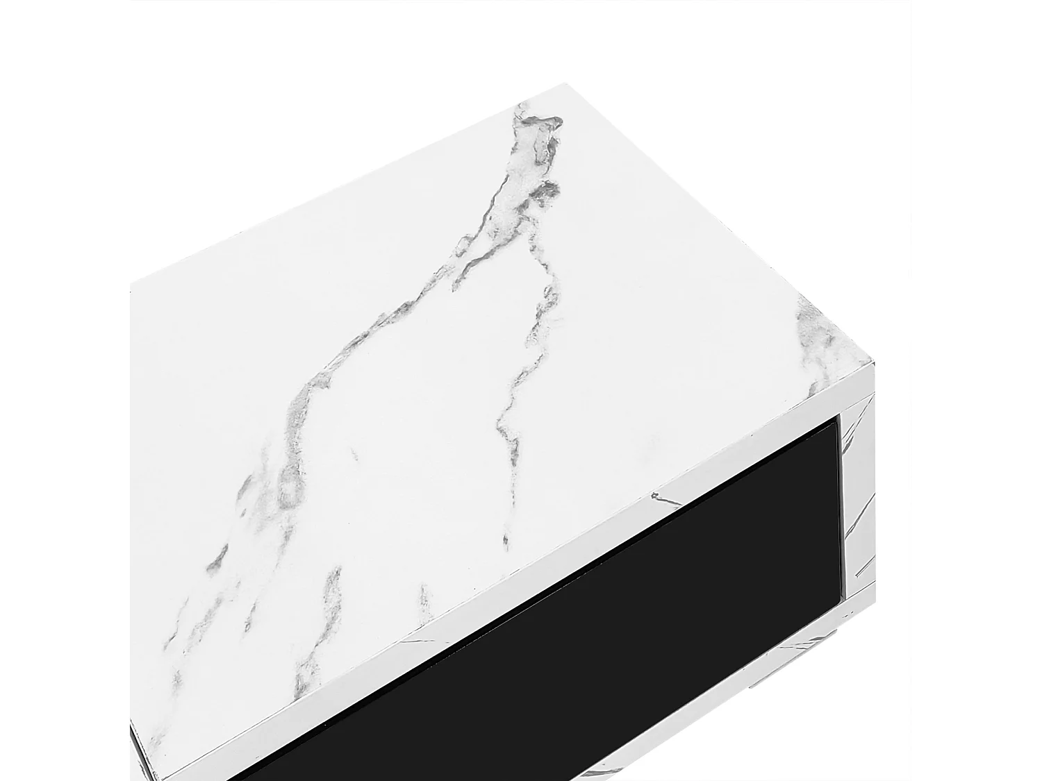 Meuble TV 260x40x30 cm avec casier à longueur réglable MDF et panneaux de particules en marbre blanc pour salon