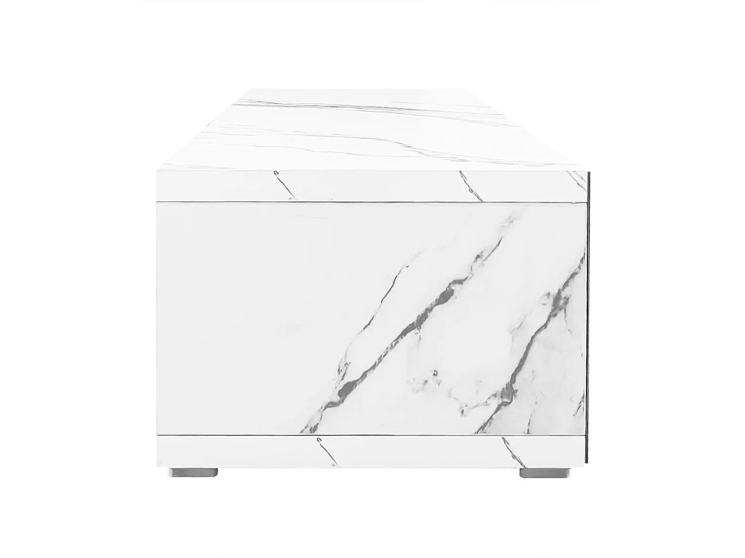 Meuble TV 260x40x30 cm avec casier à longueur réglable MDF et panneaux de particules en marbre blanc pour salon