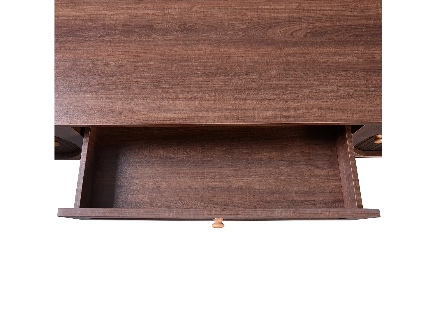 Meuble TV 170x39.5x46cm Porte et tiroir Côtés en rotin Matériel MDF Couleur naturelle Convient pour le salon