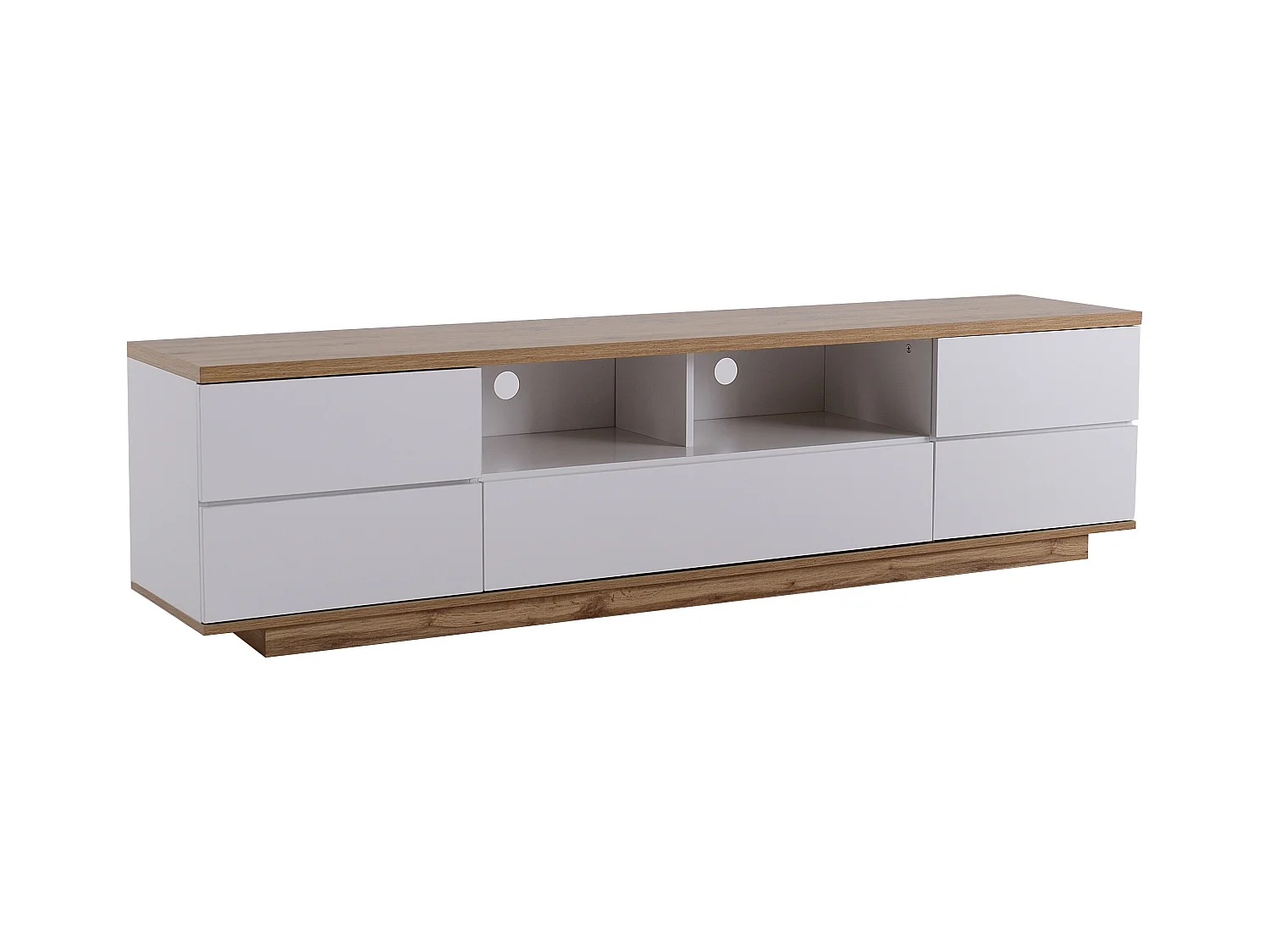 TV kast 180x38x46cm met verborgen handgrepen 5 deuren en 2 open MDF plankken brengen Materiaal MDF Wit
