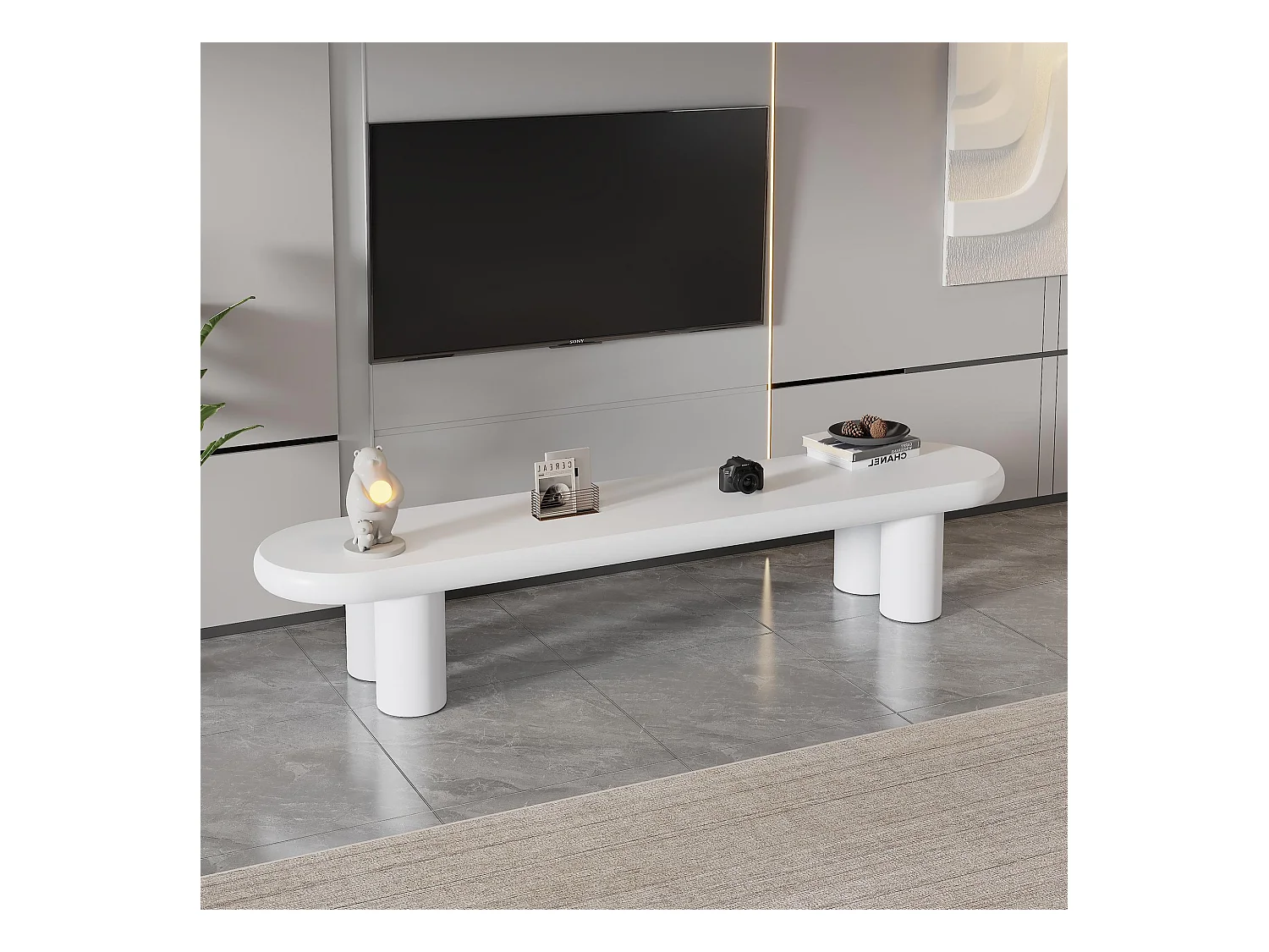 TV-kast 160x40x40cm modern minimalistisch 4 poten wit voor woonkamer