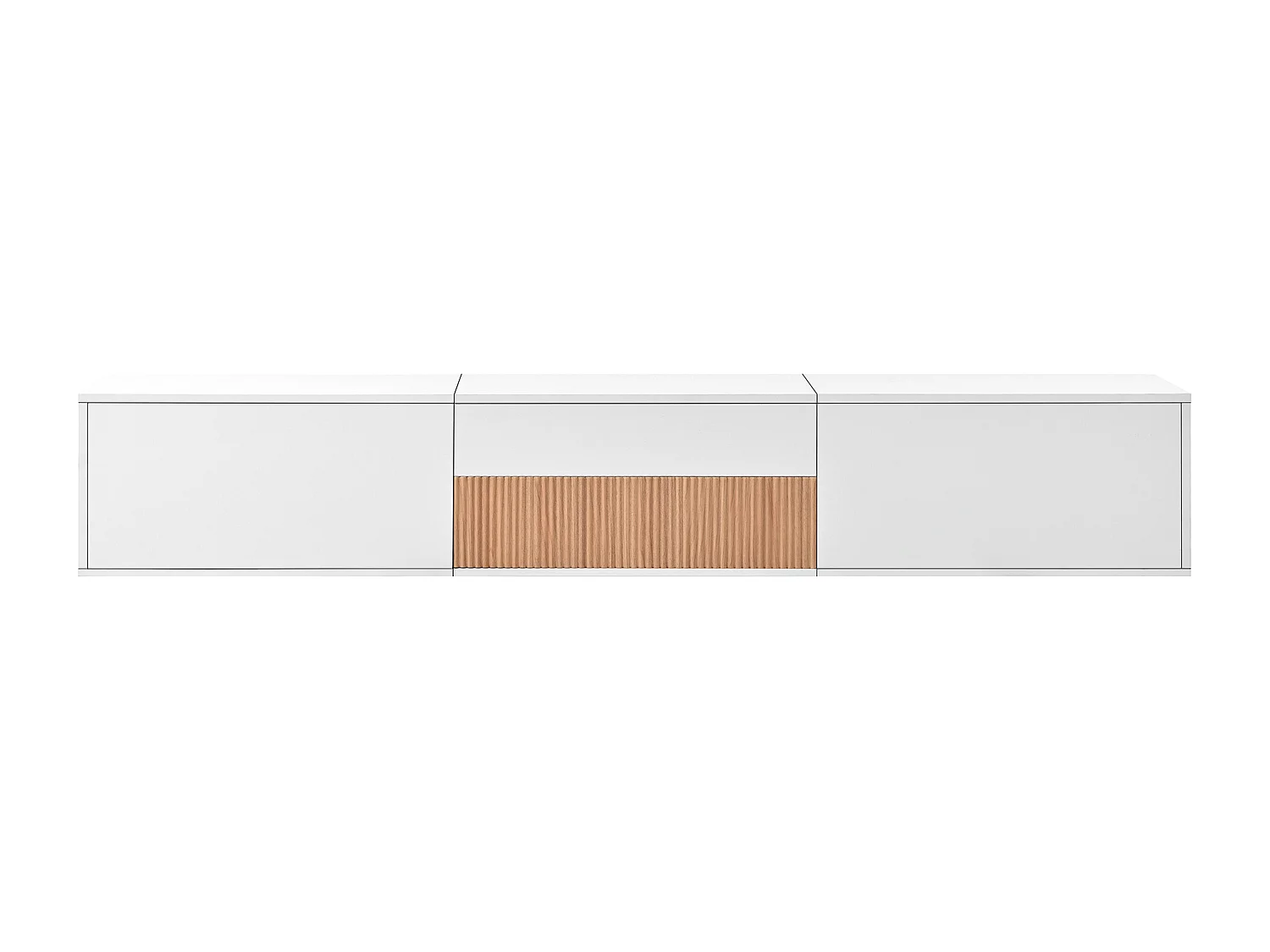 TV-meubel 180x34x27cm met uitschuifbaar schap, wit spaanplaat voor de woonkamer