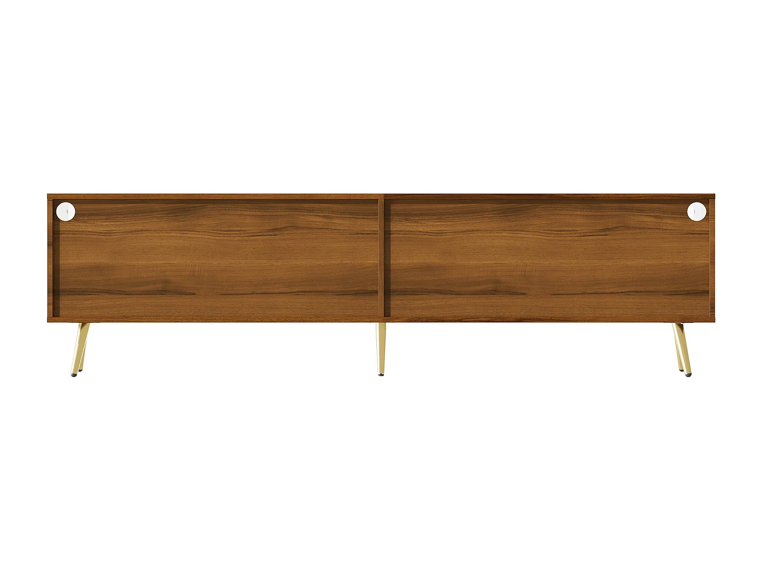 Meuble TV avec 4 portes vitrées, lumières LED, pieds en métal ,couleur bois