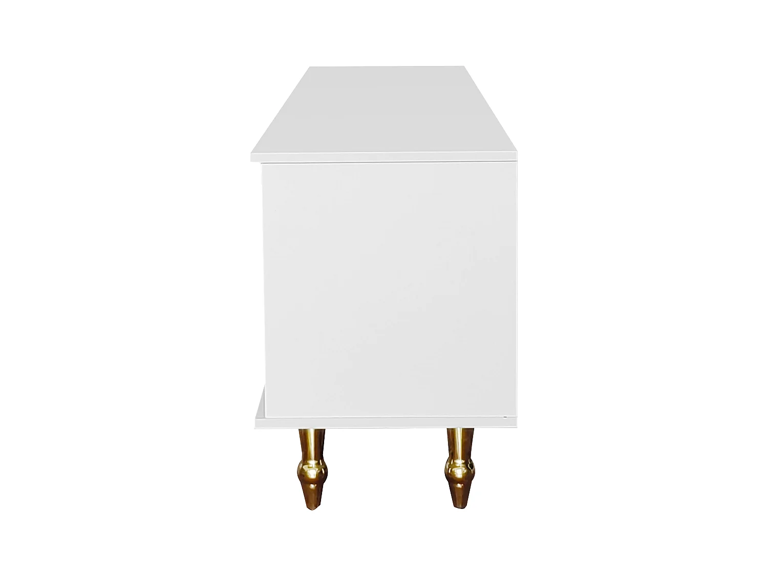 TV-meubel 175x38x55,5 cm met twee lades en een glazen deur in wit spaanplaatmateriaal voor de woonkamer