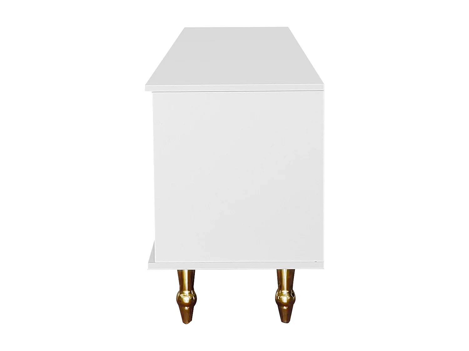 TV-meubel 175x38x55,5 cm met twee lades en een glazen deur in wit spaanplaatmateriaal voor de woonkamer