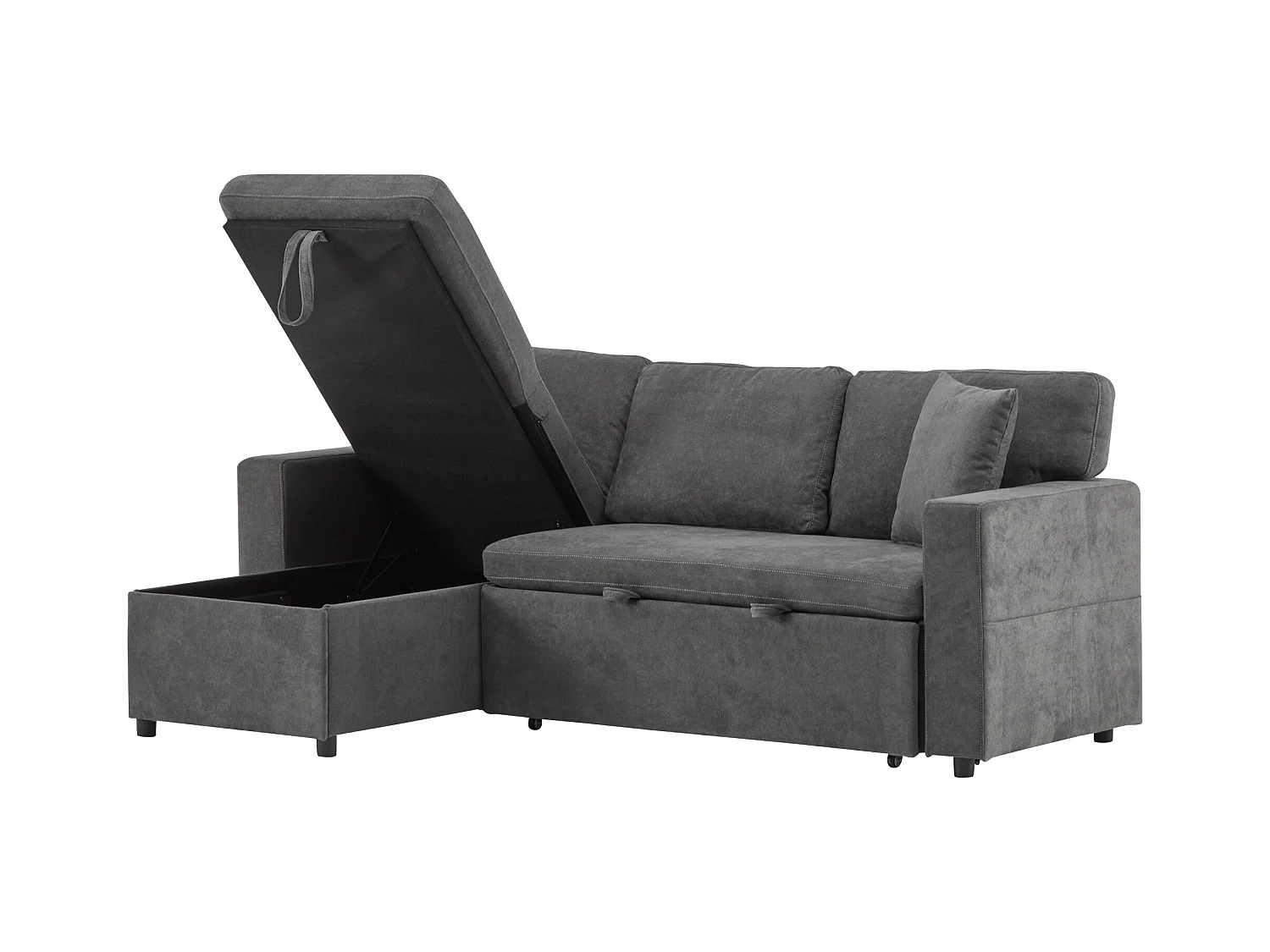 Hoekbank met ingebouwde L-vormige lade en plank grijs voor woonkamer