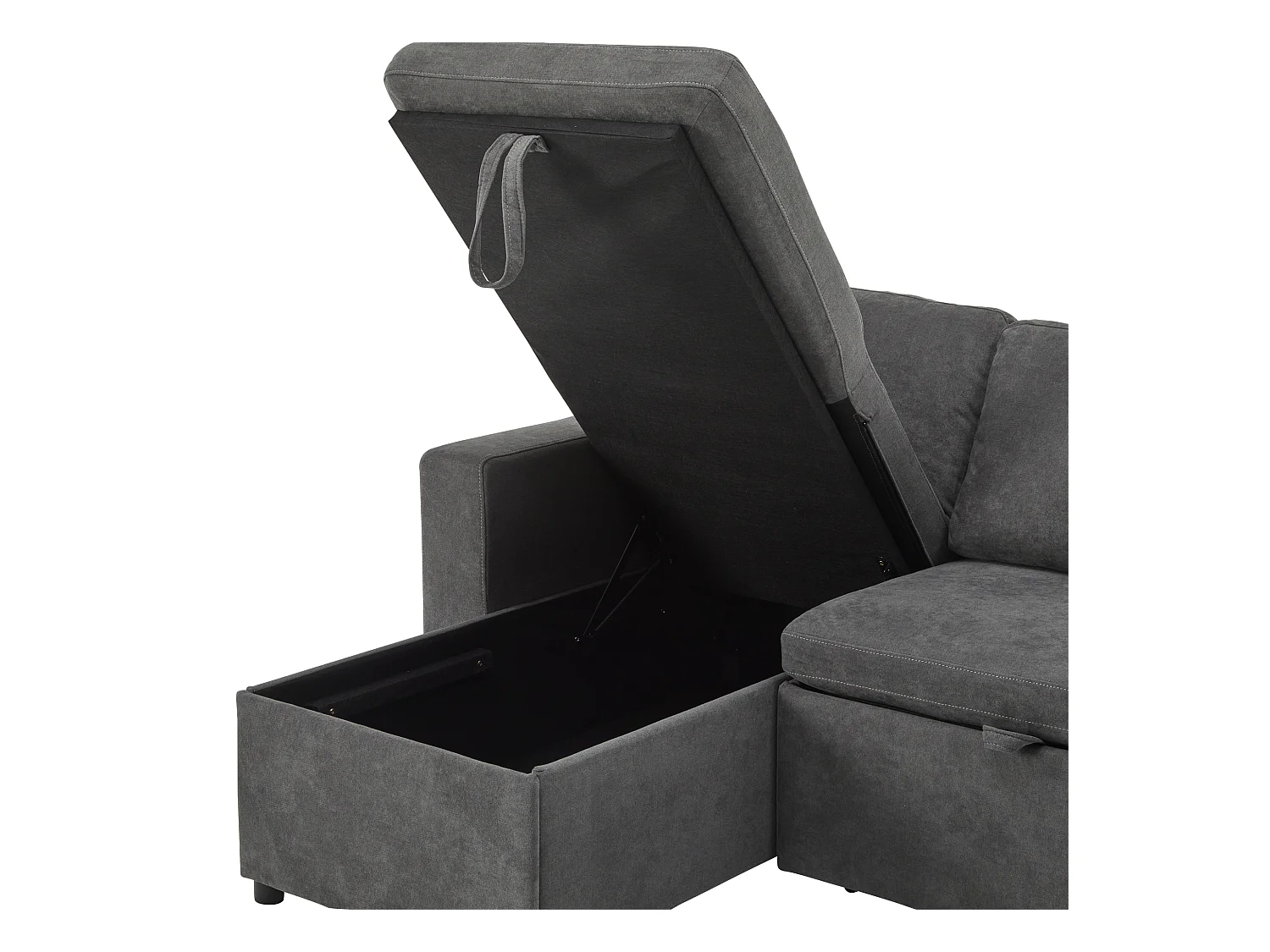 Hoekbank met ingebouwde L-vormige lade en plank grijs voor woonkamer