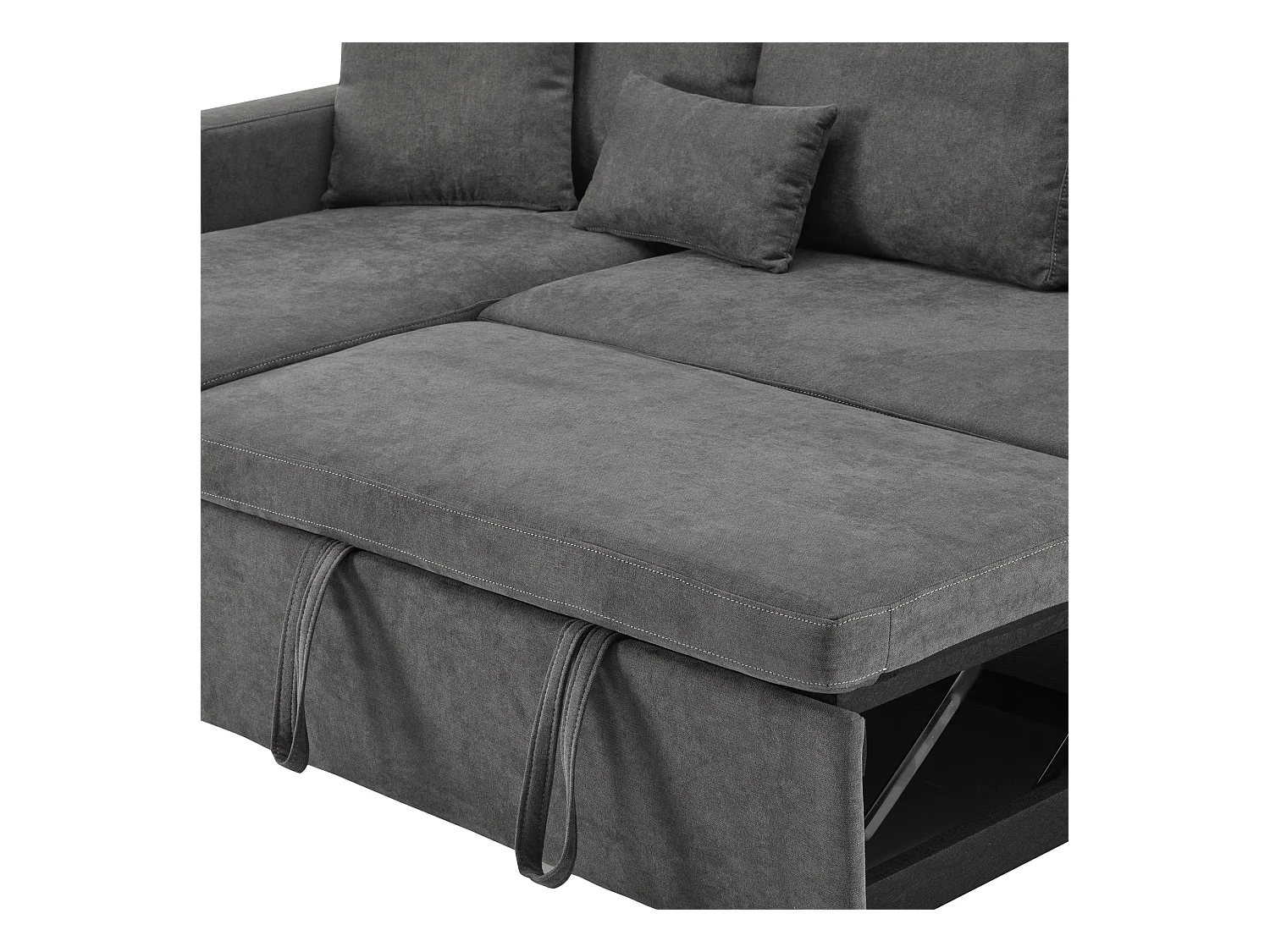 Hoekbank met ingebouwde L-vormige lade en plank grijs voor woonkamer