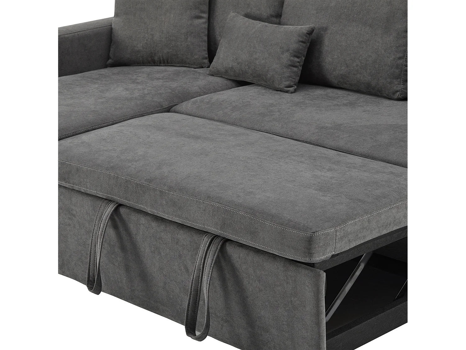 Canapé d'angle convertible lit intégré L-forme tiroir étagère Gris foncé pour salon