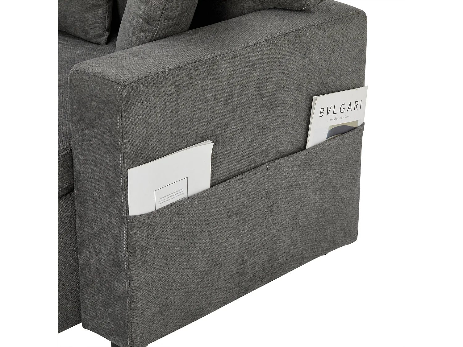 Canapé d'angle convertible lit intégré L-forme tiroir étagère Gris foncé pour salon