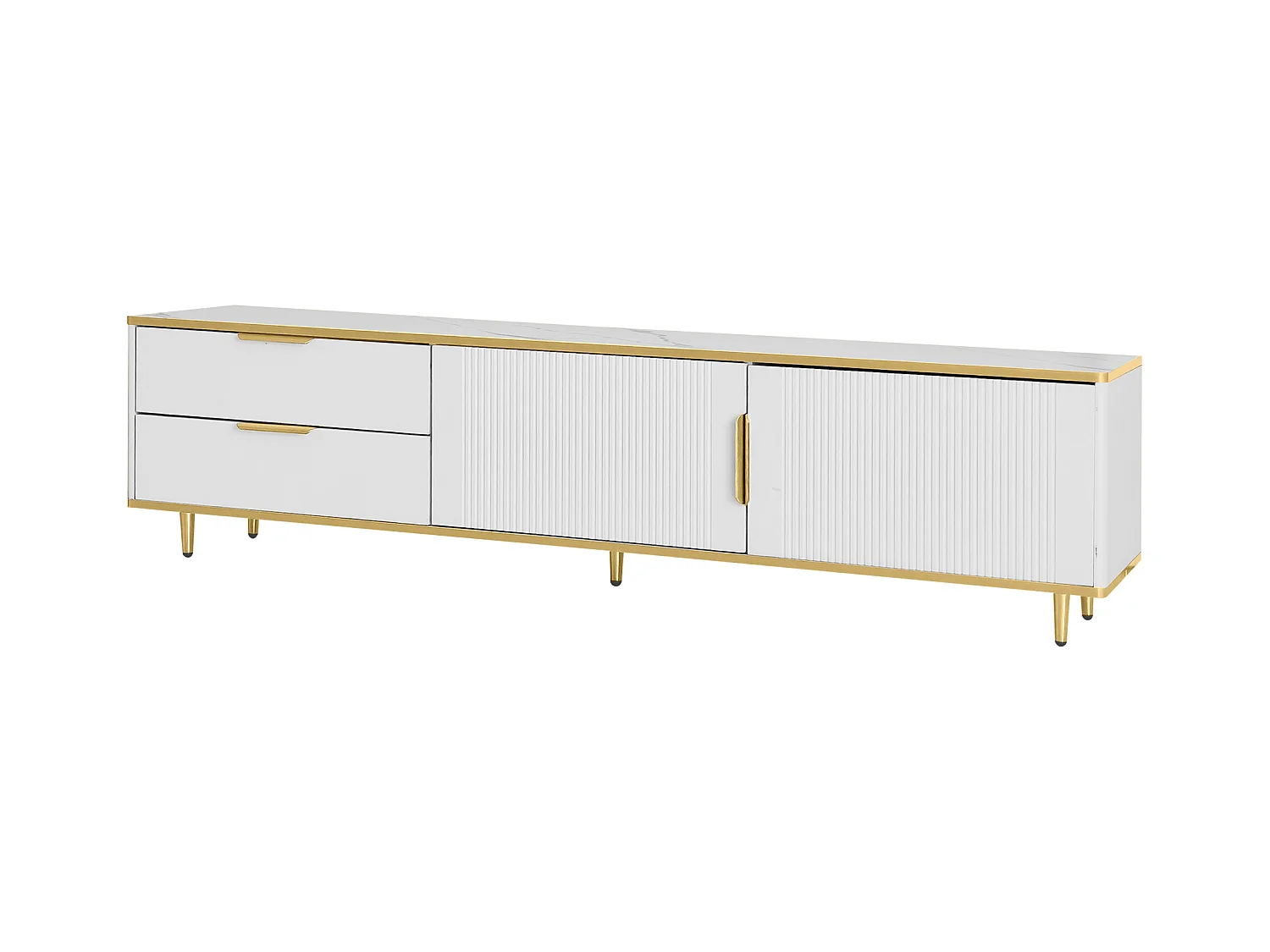 TV-meubel 175x40x45 cm met lades en opbergkasten in wit en goud spaanplaat voor de woonkamer