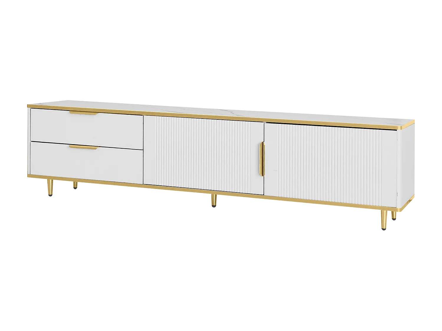 TV-meubel 175x40x45 cm met lades en opbergkasten in wit en goud spaanplaat voor de woonkamer