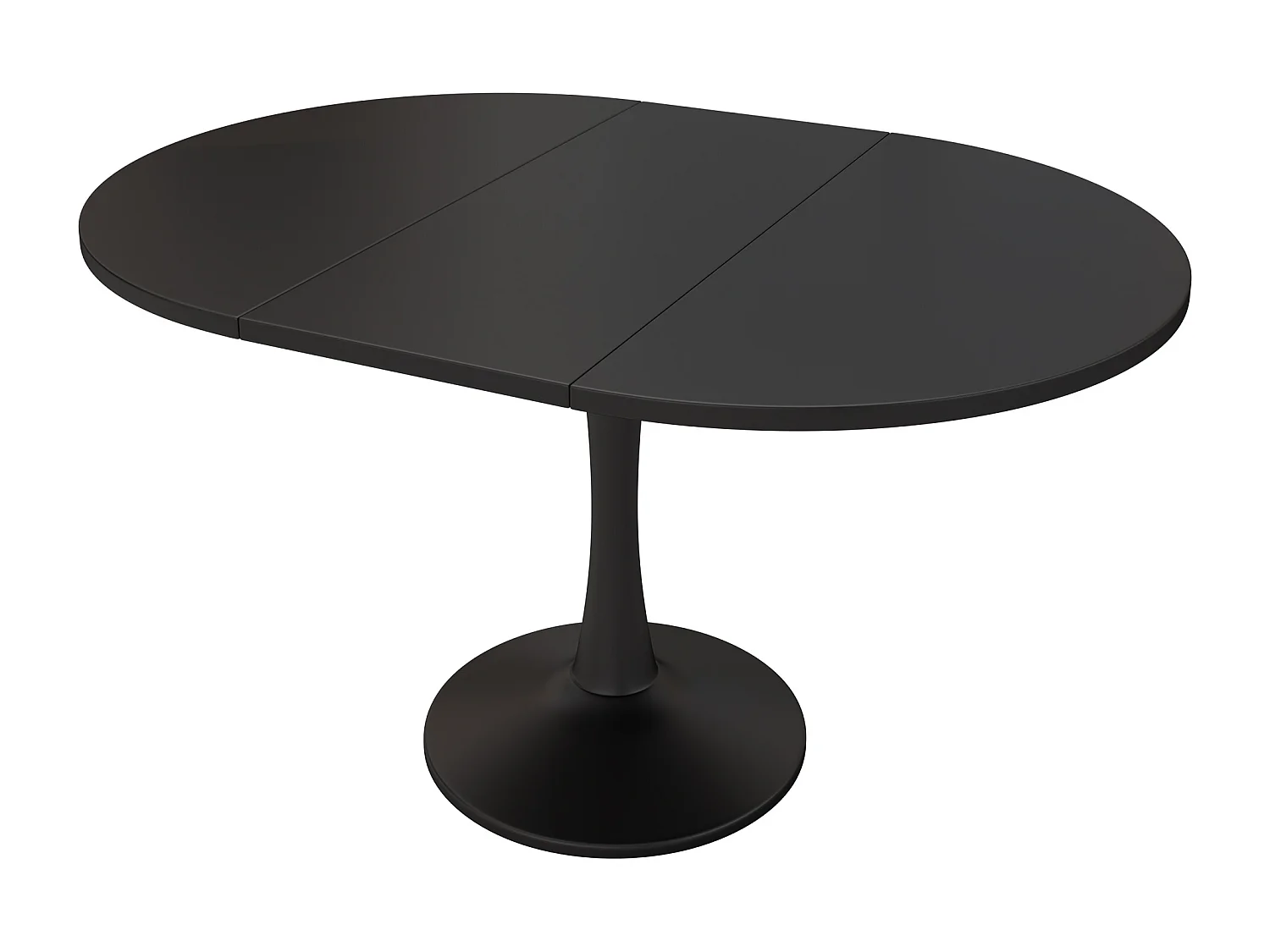 Table à manger ovale 100x100x75 cm, extensible, gain de place, polyvalente, MDF, noir
